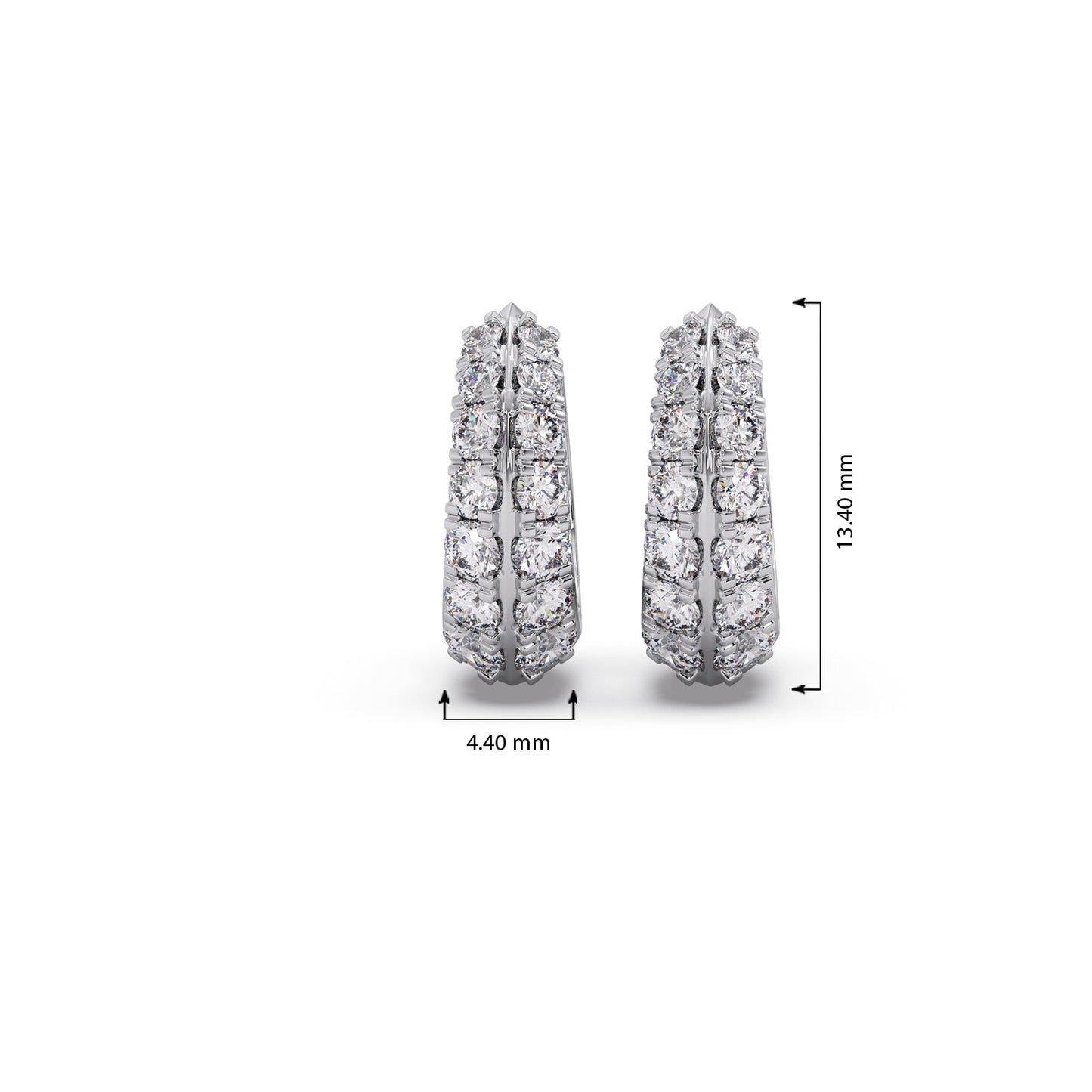 Two-Row Round Diamond Huggie Earrings