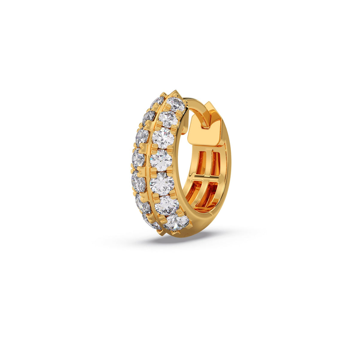 Two-Row Round Diamond Huggie Earrings