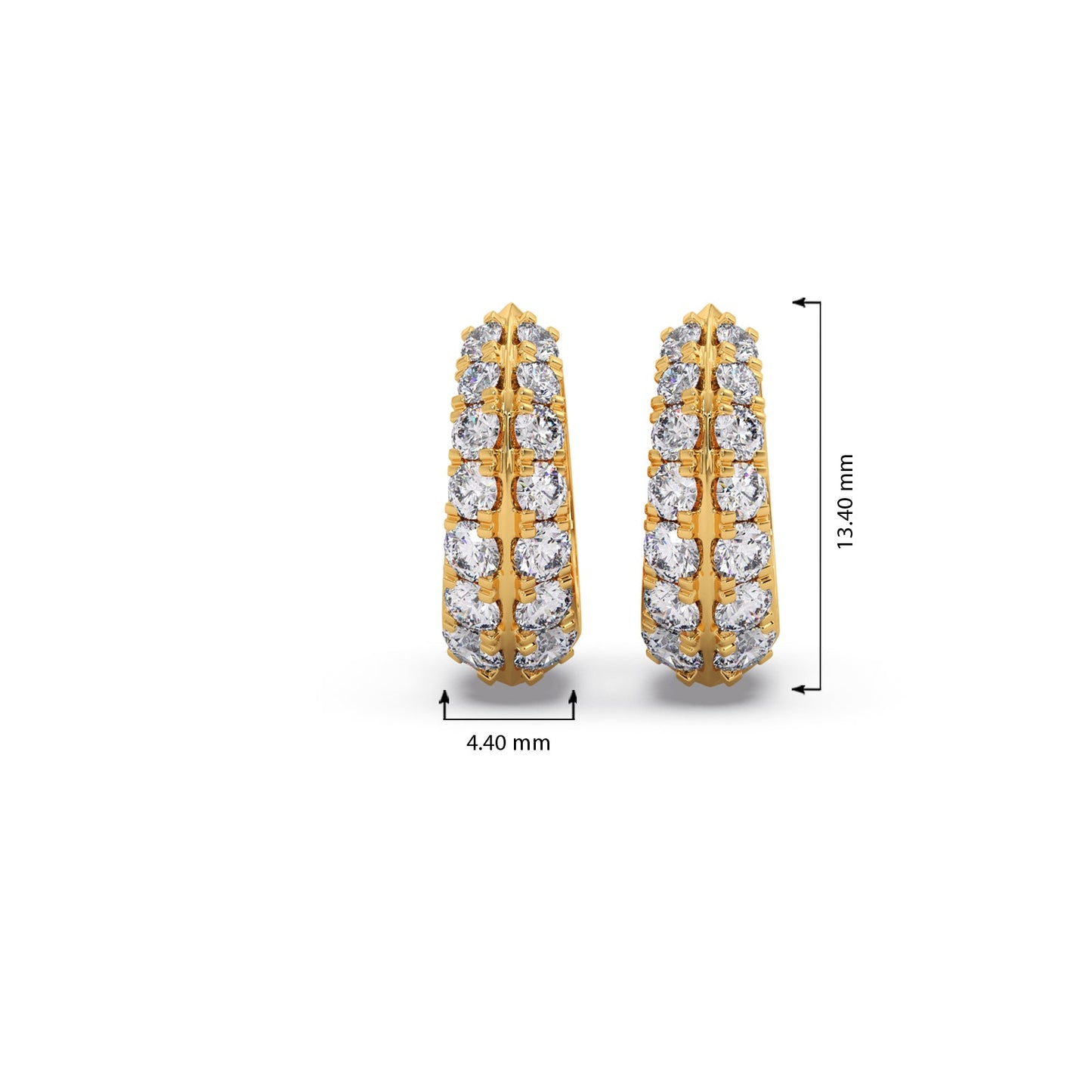 Two-Row Round Diamond Huggie Earrings