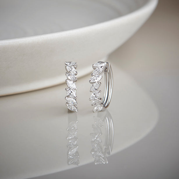 Marquise Hoop Diamond Earrings