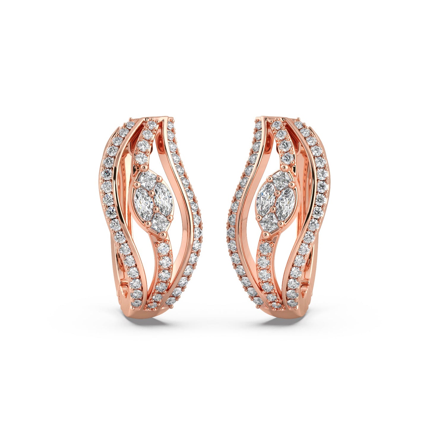 Curved Diamond Hoop Earrings