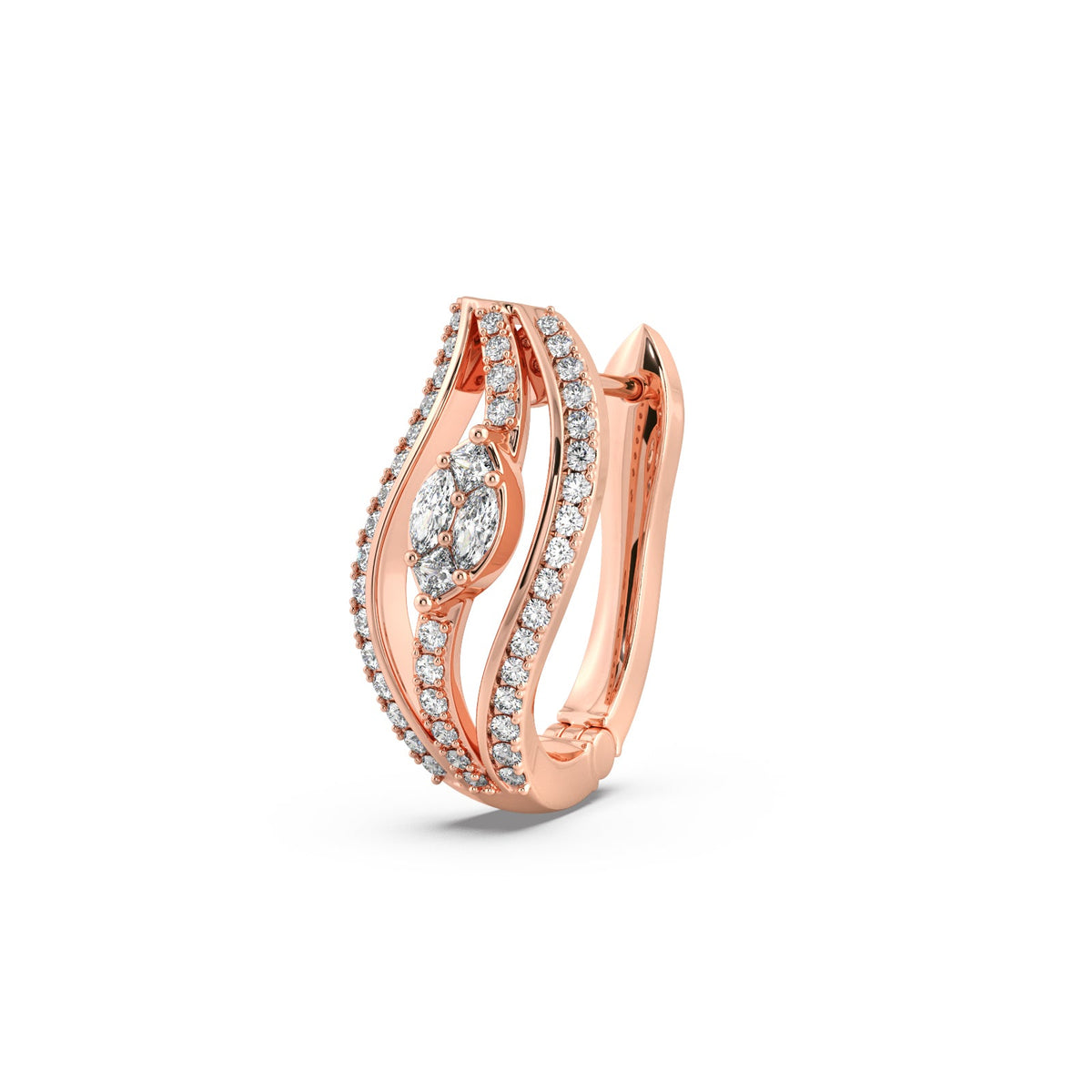 Curved Diamond Hoop Earrings