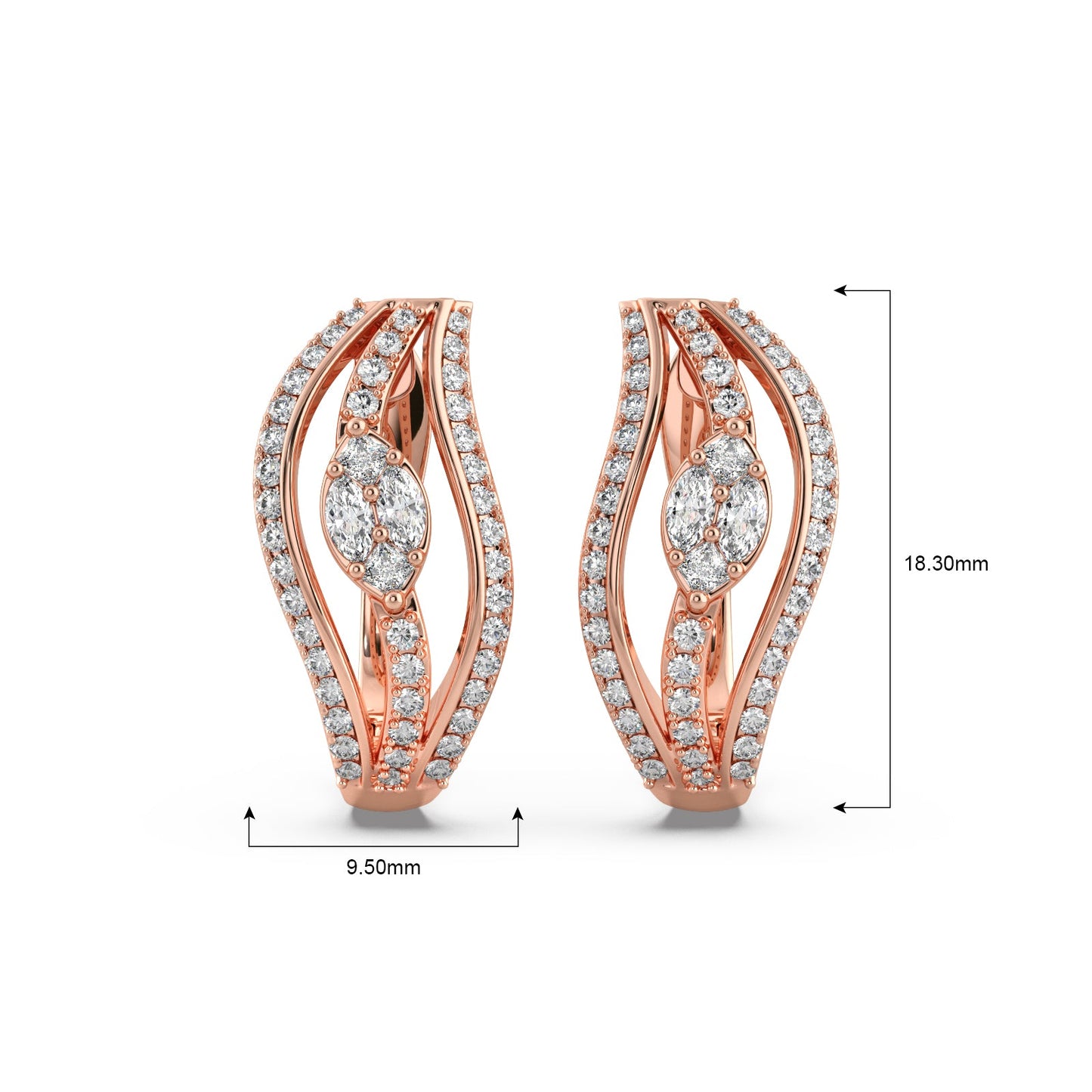 Curved Diamond Hoop Earrings