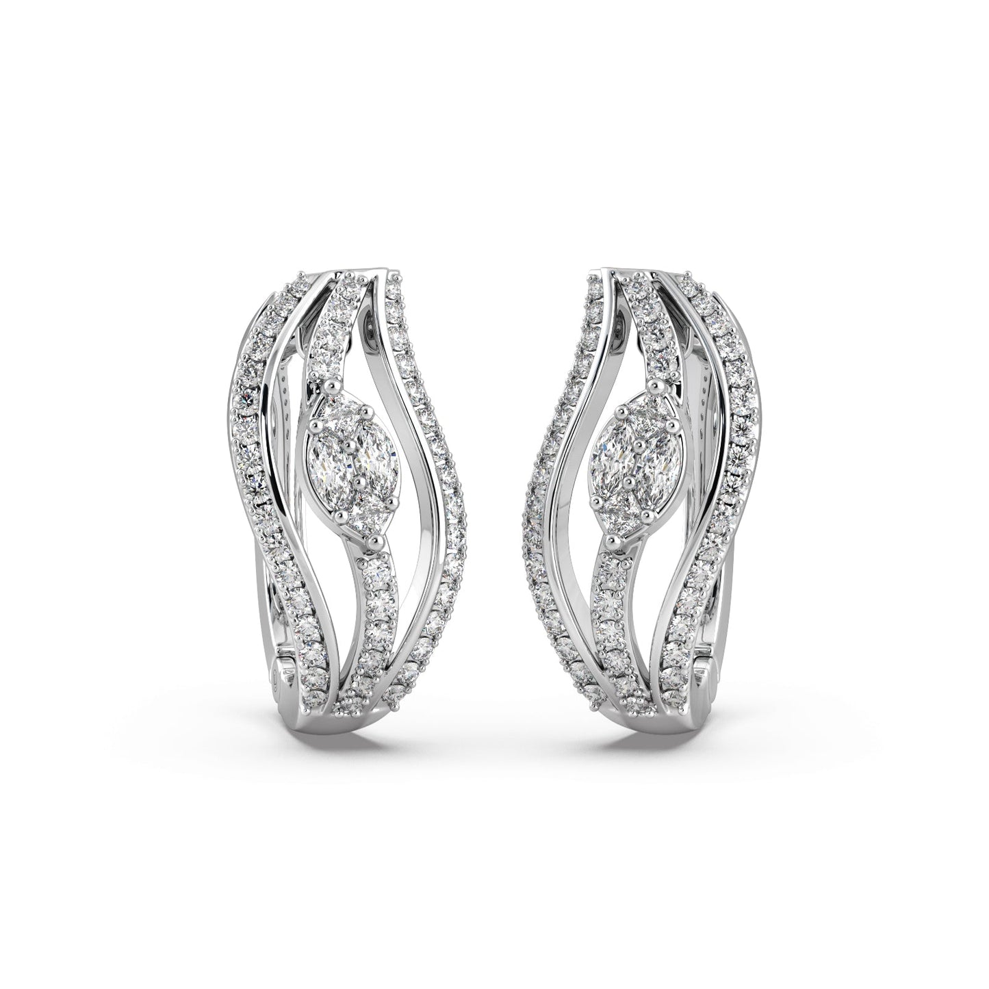Curved Diamond Hoop Earrings