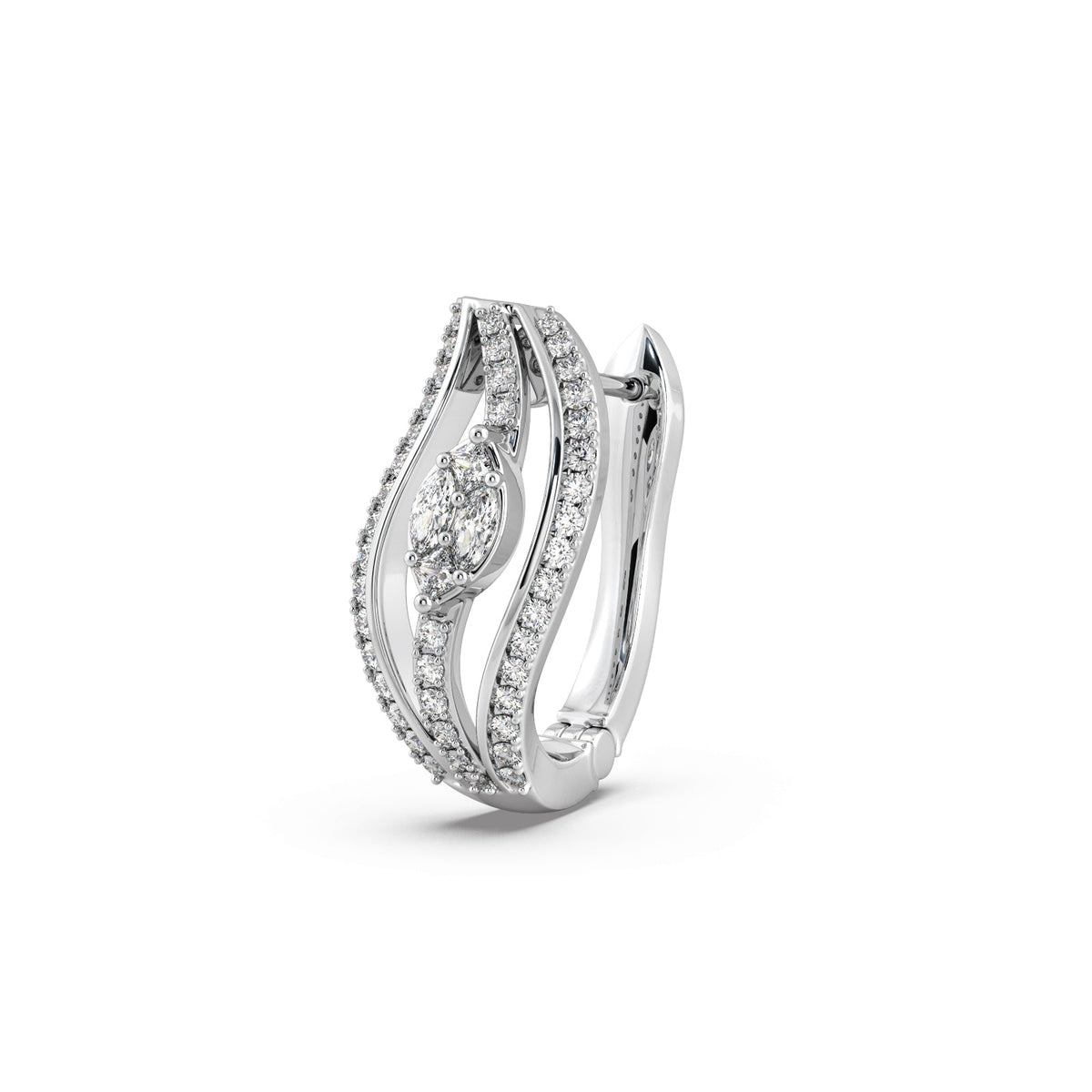 Curved Diamond Hoop Earrings