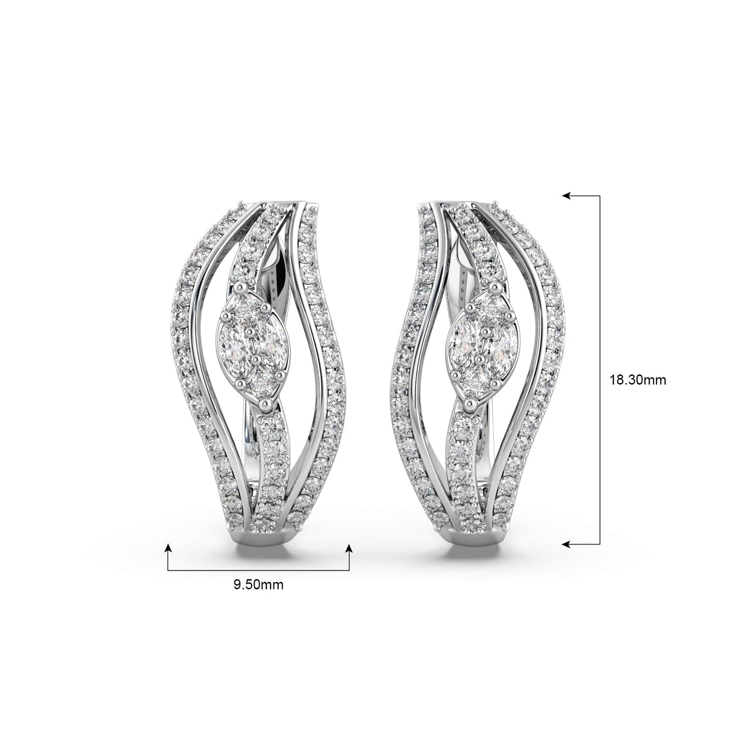 Curved Diamond Hoop Earrings