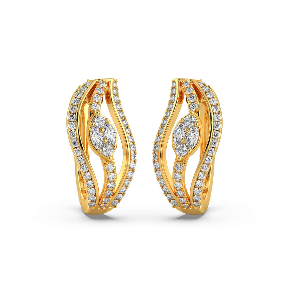 Curved Diamond Hoop Earrings