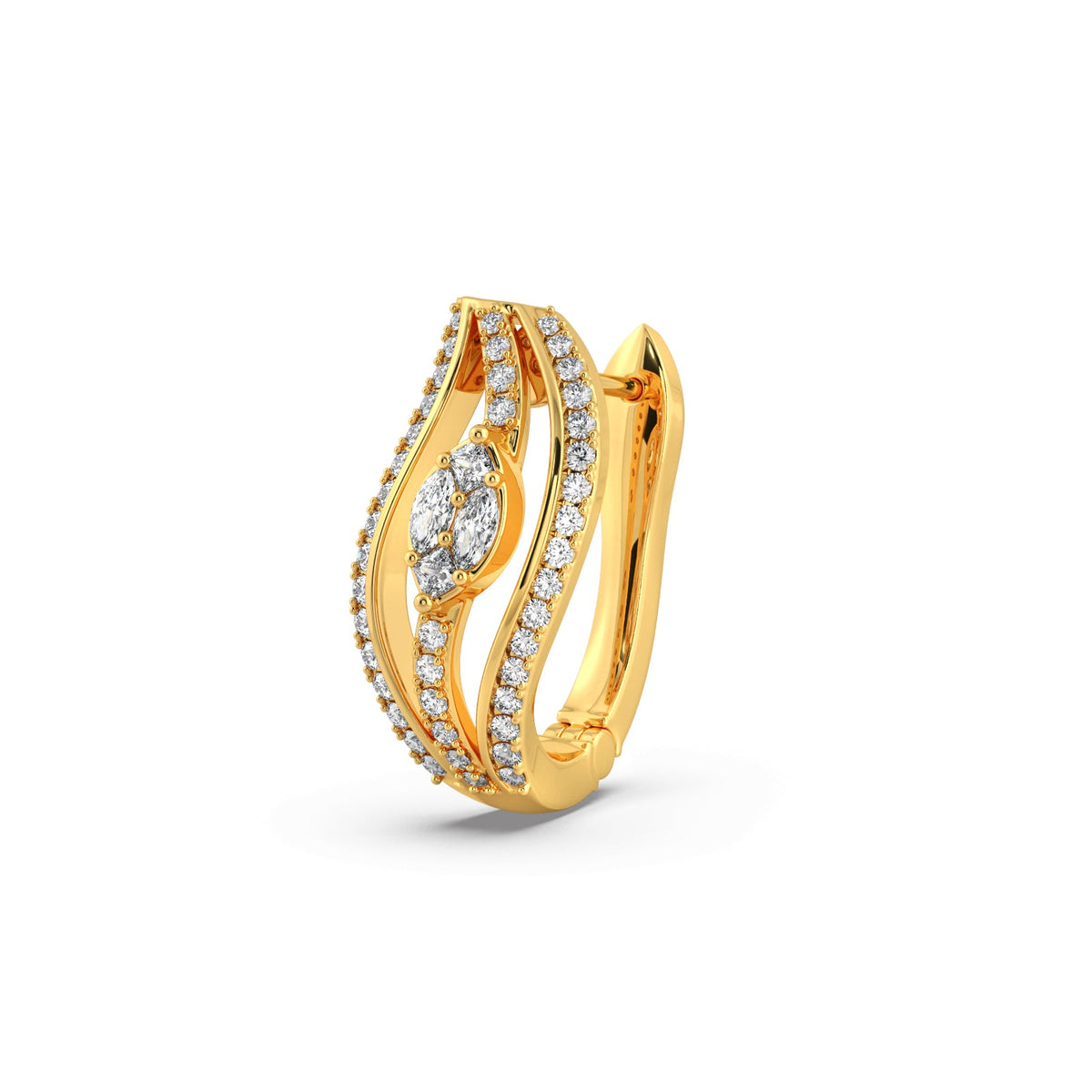Curved Diamond Hoop Earrings