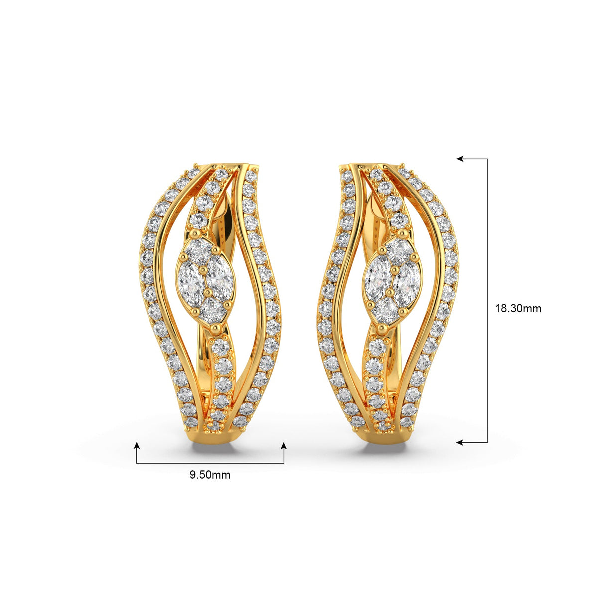 Curved Diamond Hoop Earrings