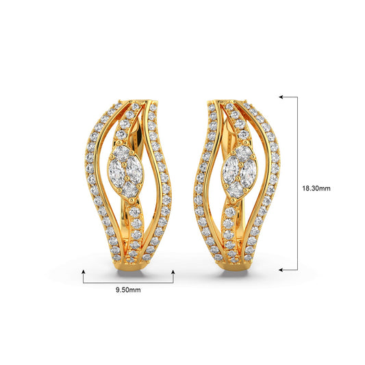 Curved Diamond Hoop Earrings