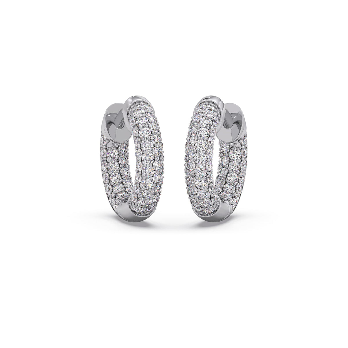 Dome Diamond Hoops Earrings