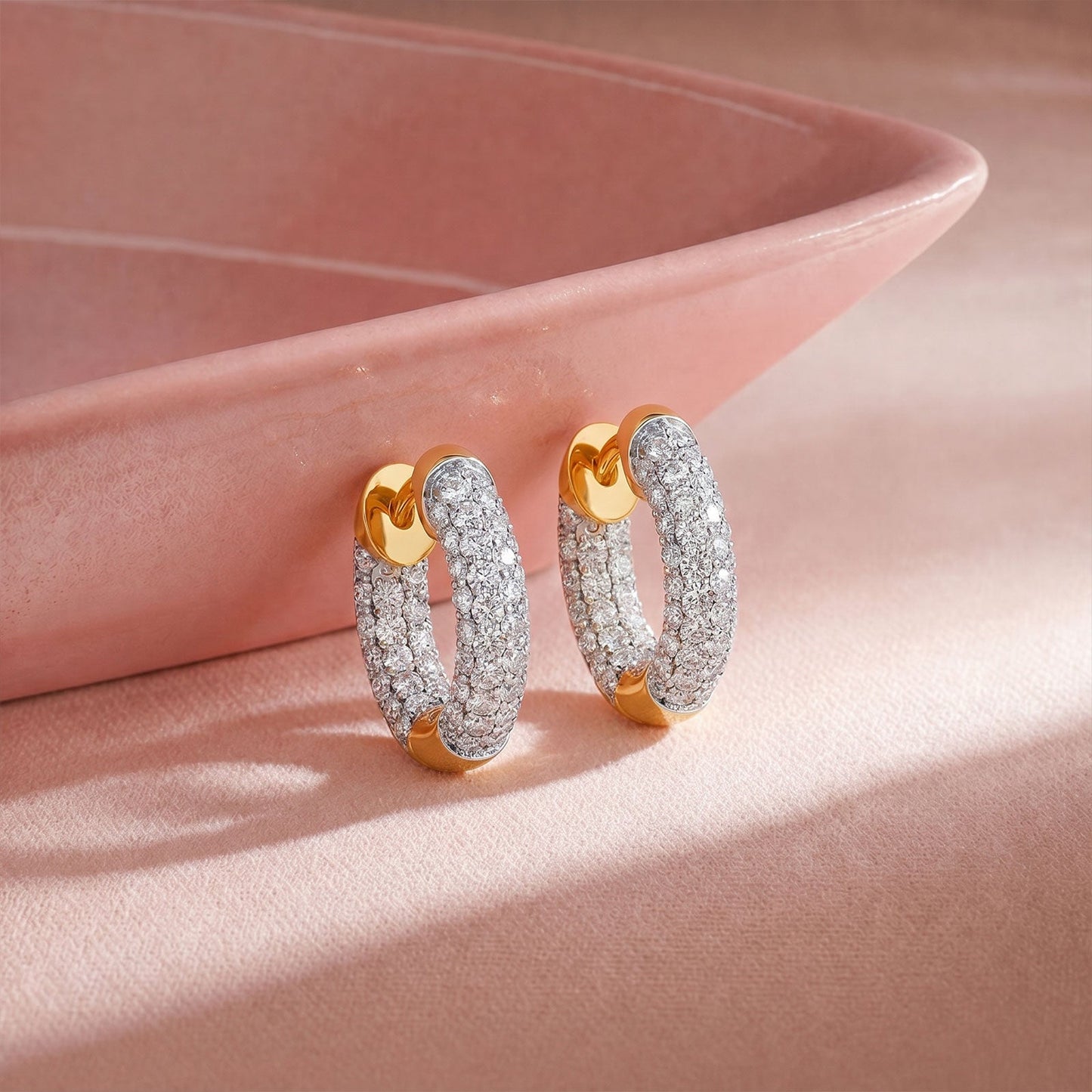 Dome Diamond Hoops Earrings