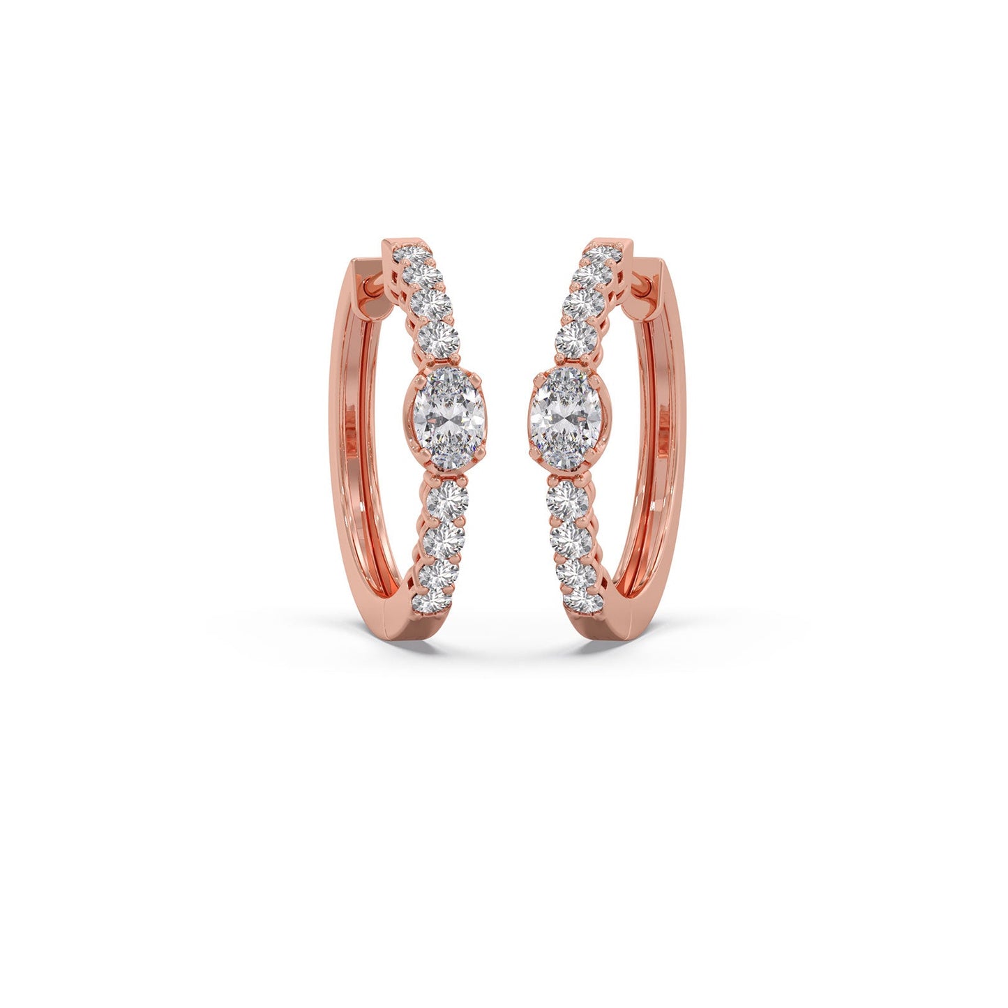 Celeste Oval Solitaire Hoops Earrings