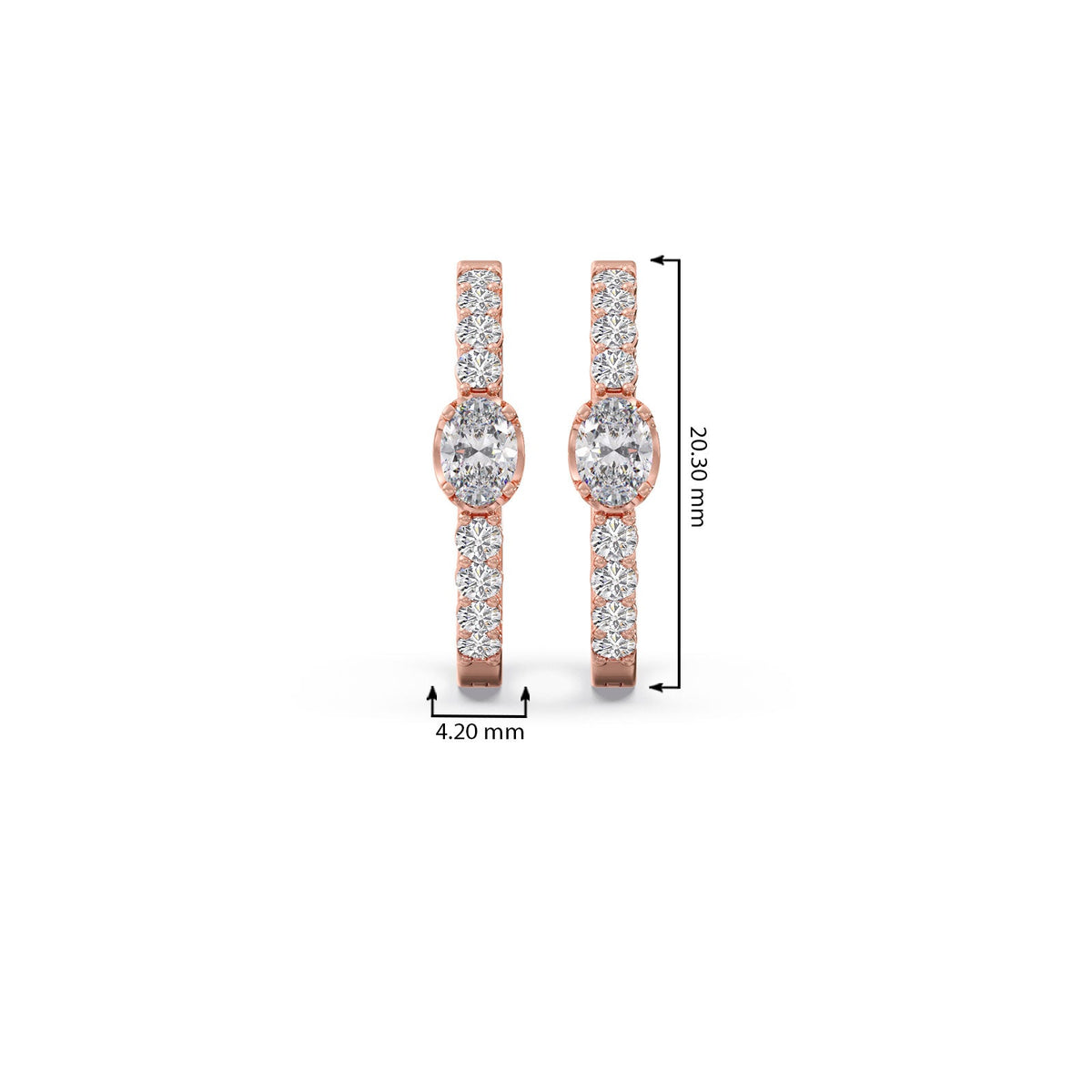 Celeste Oval Solitaire Hoops Earrings