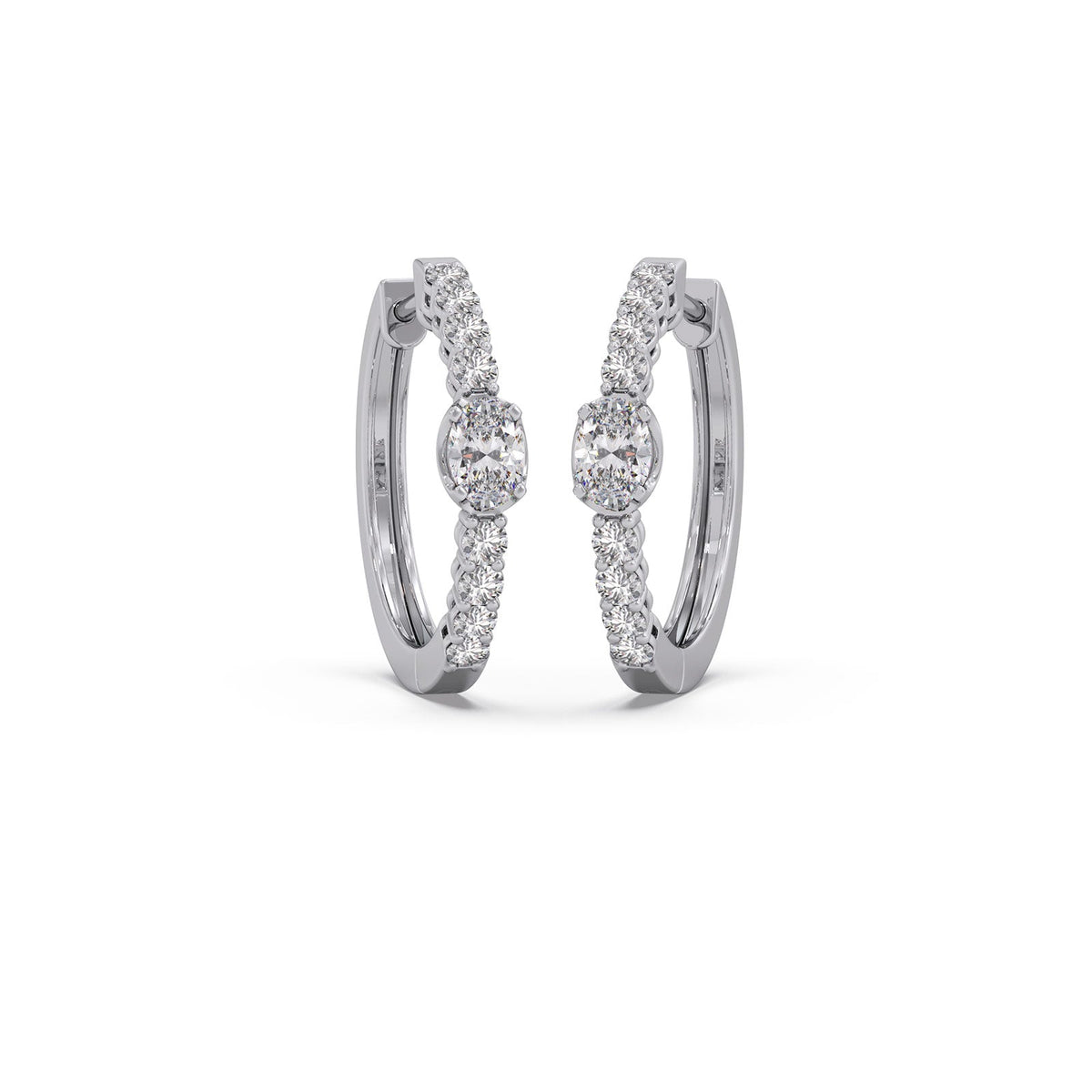 Celeste Oval Solitaire Hoops Earrings