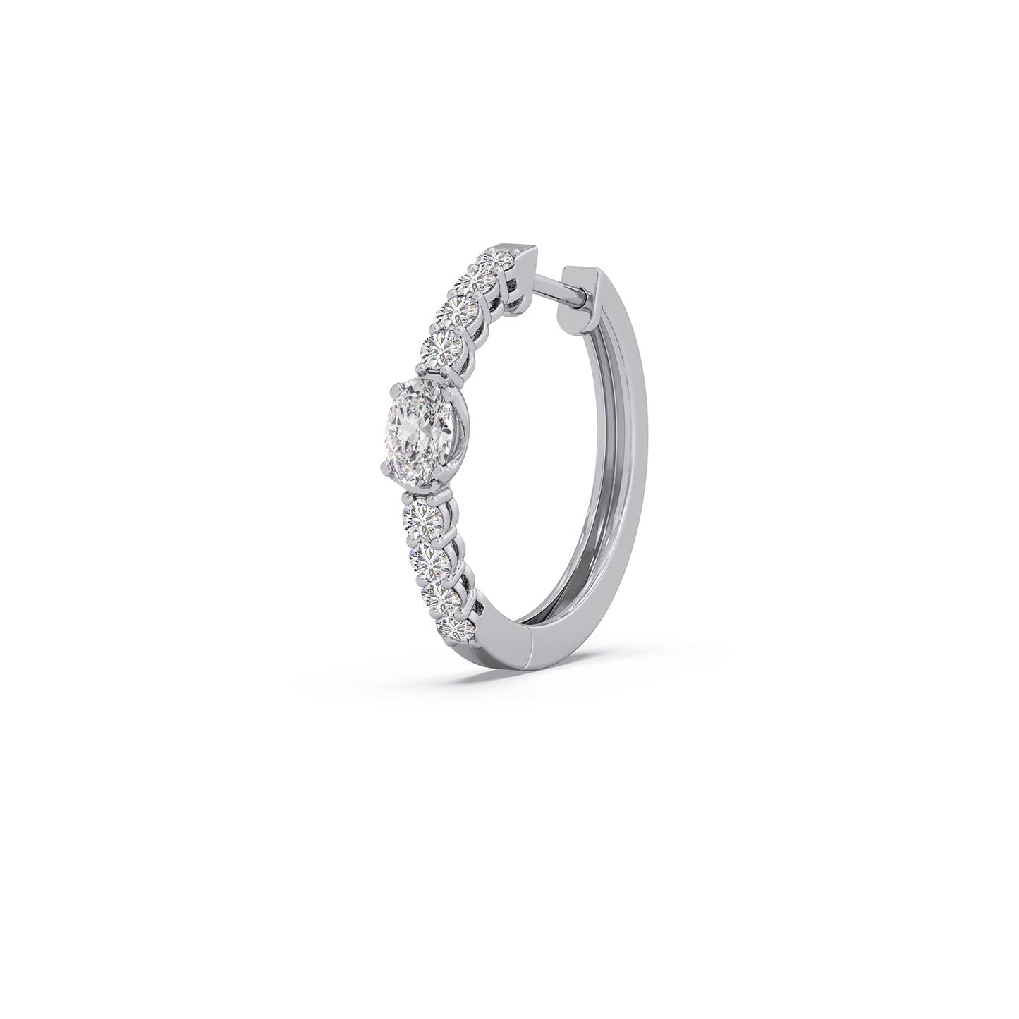 Celeste Oval Solitaire Hoops Earrings