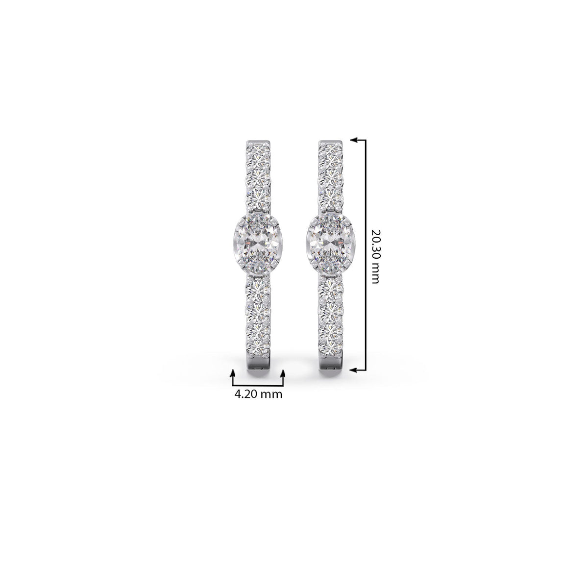 Celeste Oval Solitaire Hoops Earrings