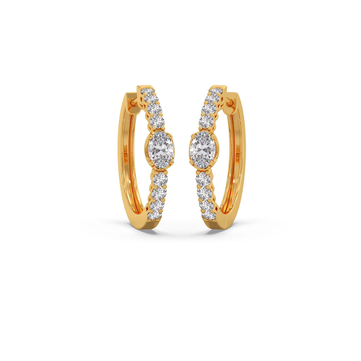 Celeste Oval Solitaire Hoops Earrings
