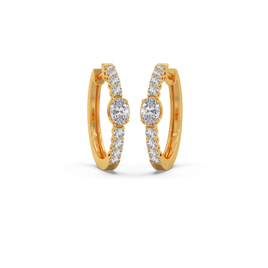 Celeste Oval Solitaire Hoops Earrings