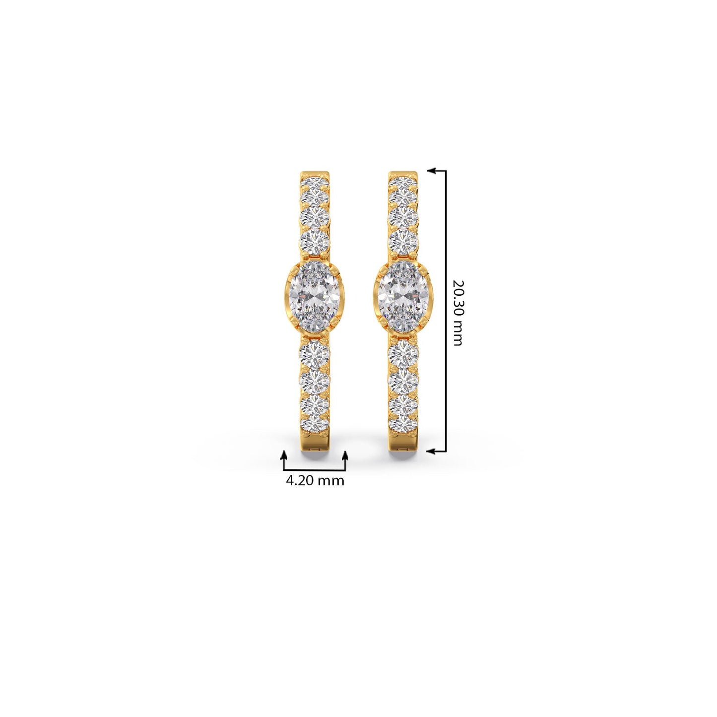 Celeste Oval Solitaire Hoops Earrings