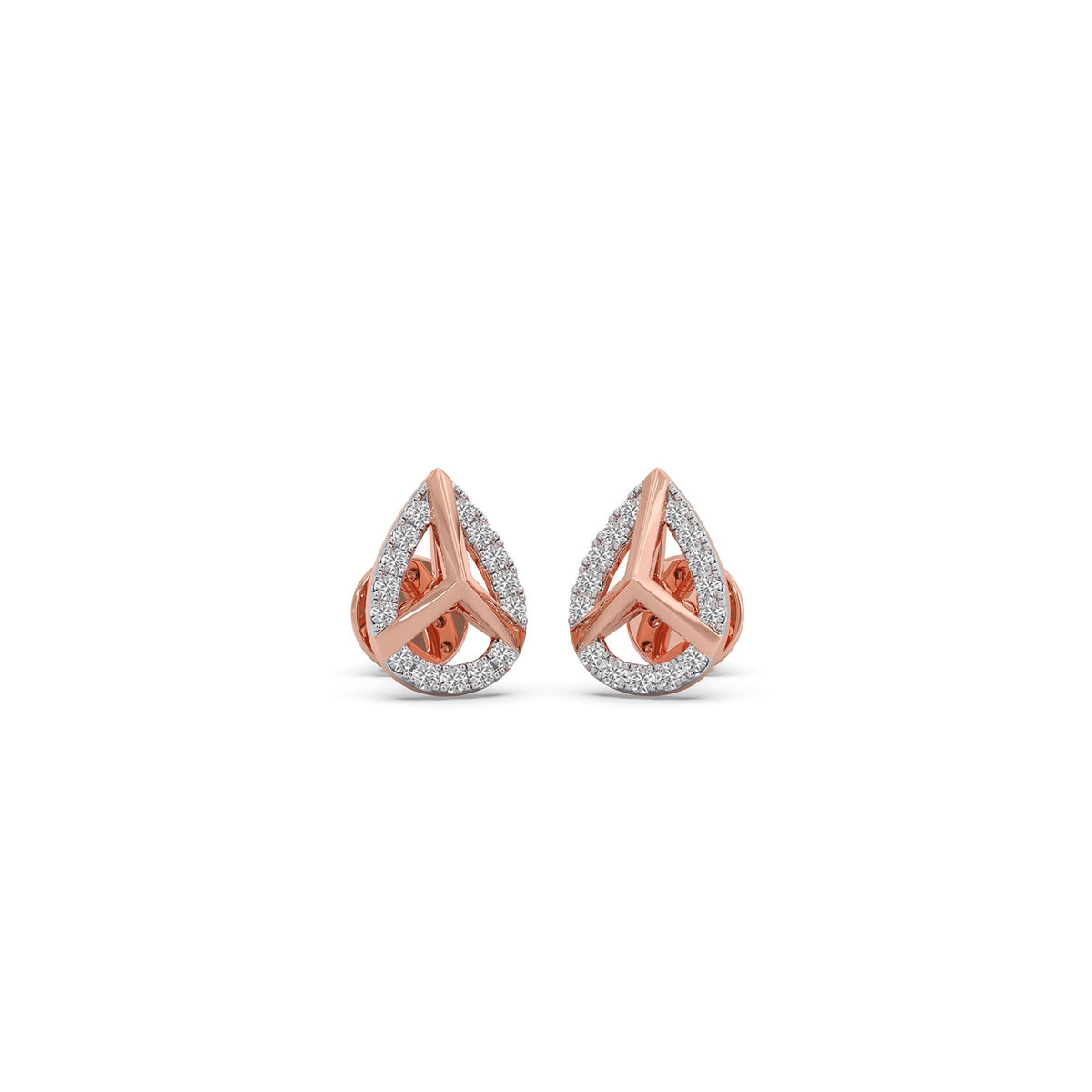 Round Diamond Pear Shape Stud Earrings