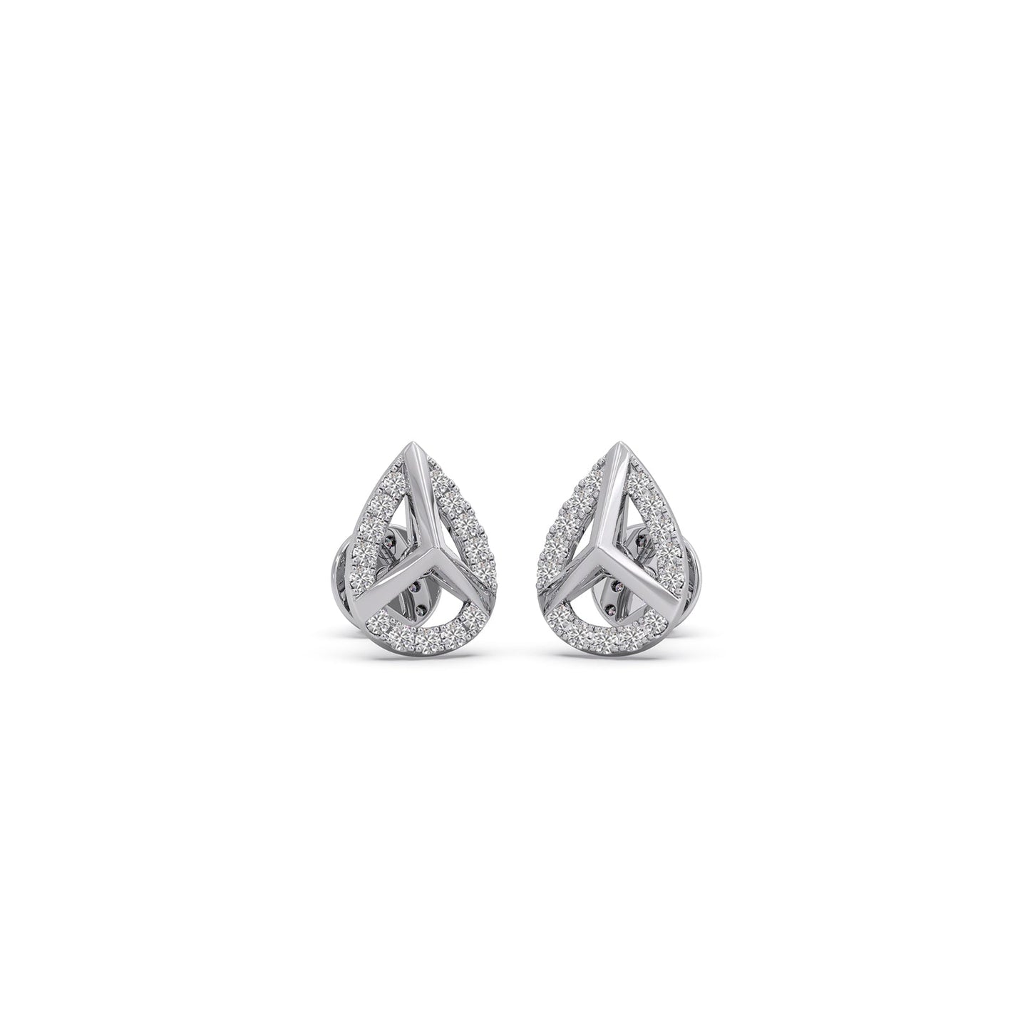 Round Diamond Pear Shape Stud Earrings