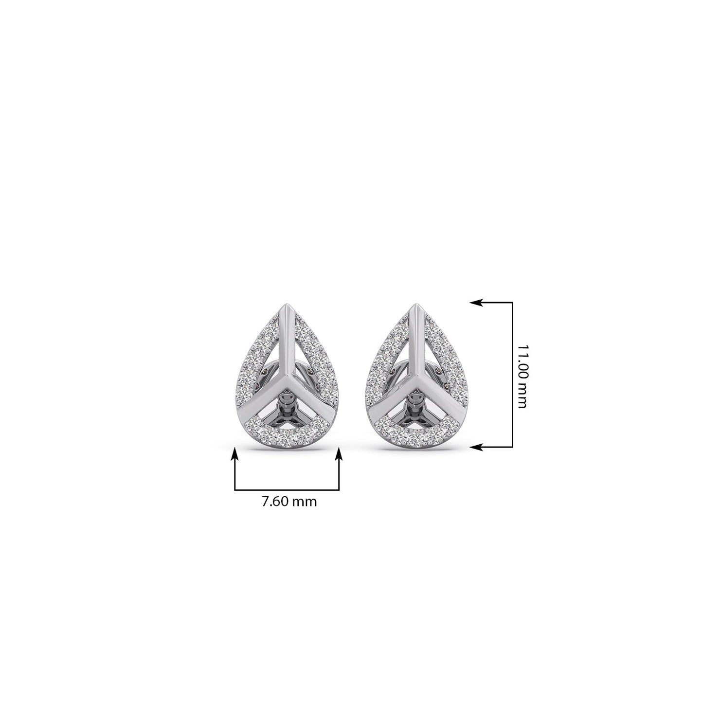 Round Diamond Pear Shape Stud Earrings