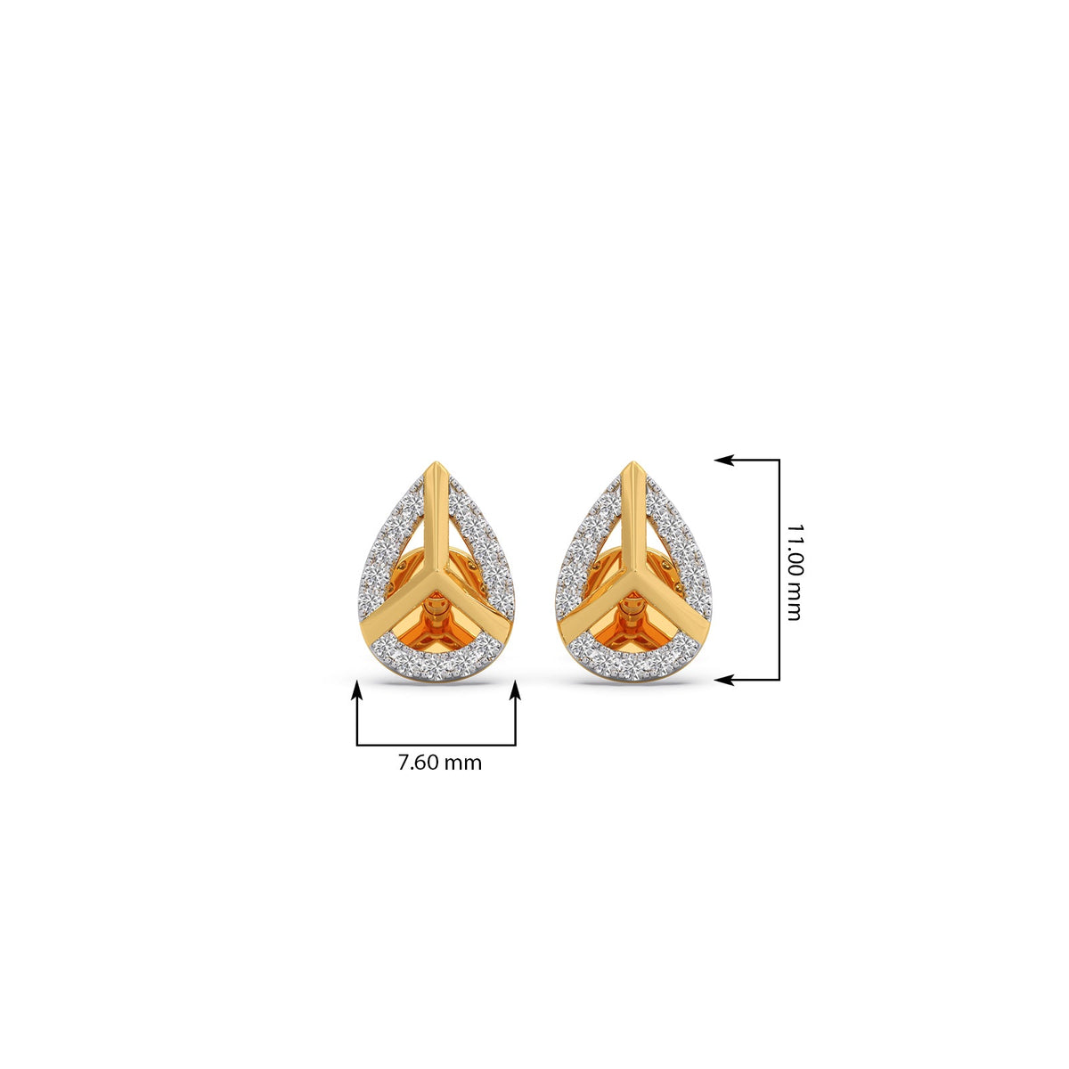 Round Diamond Pear Shape Stud Earrings