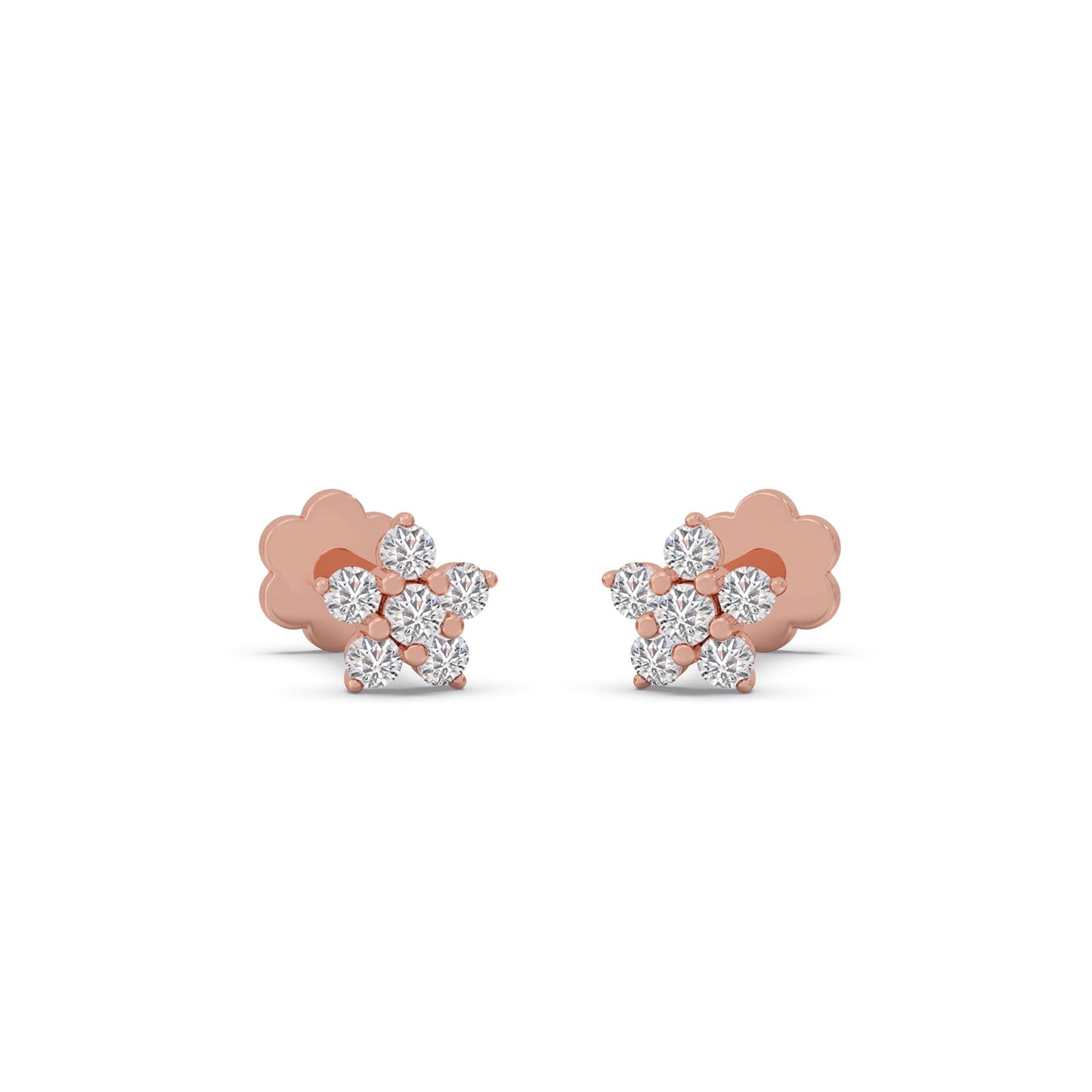 Floral Round Diamond Earrings