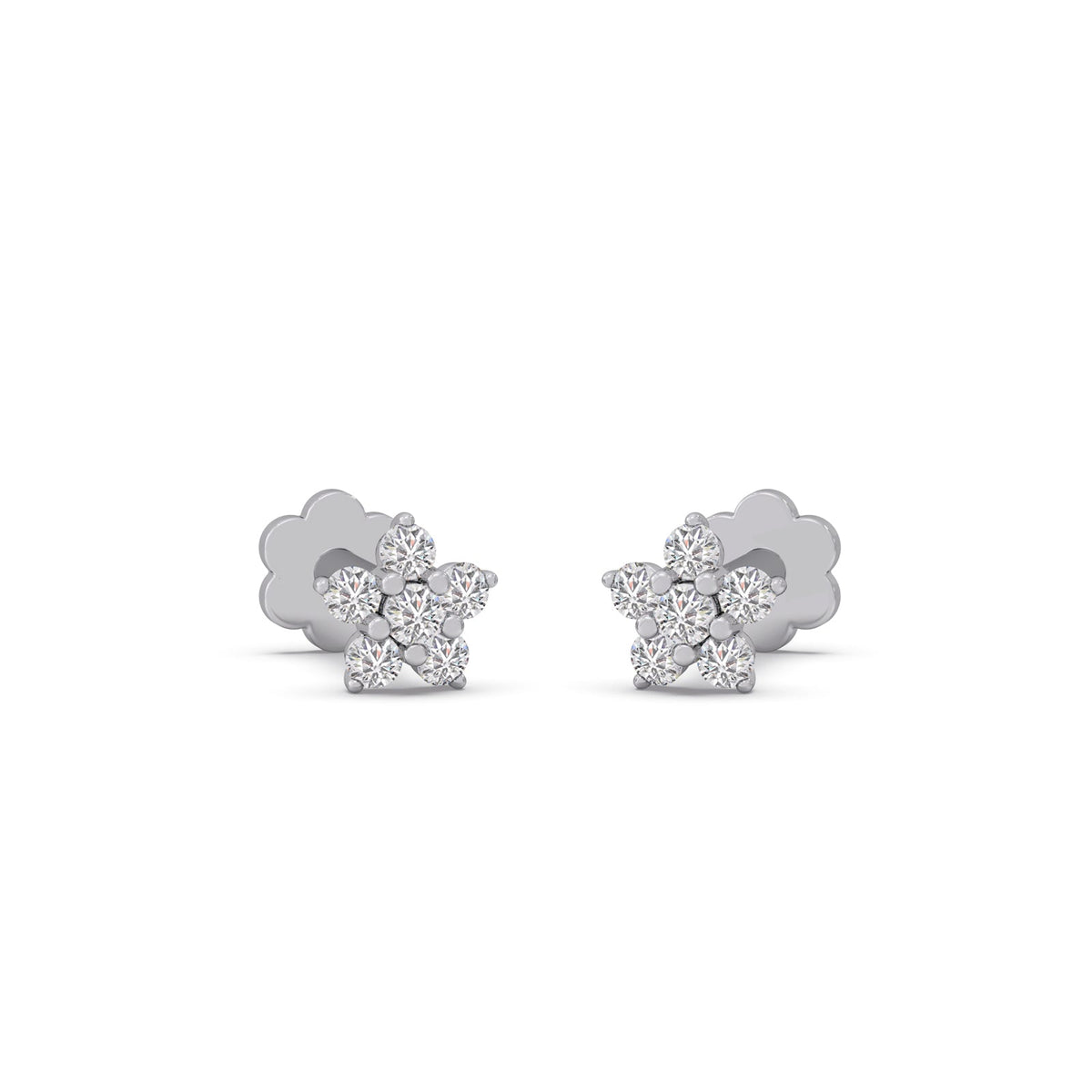 Floral Round Diamond Earrings
