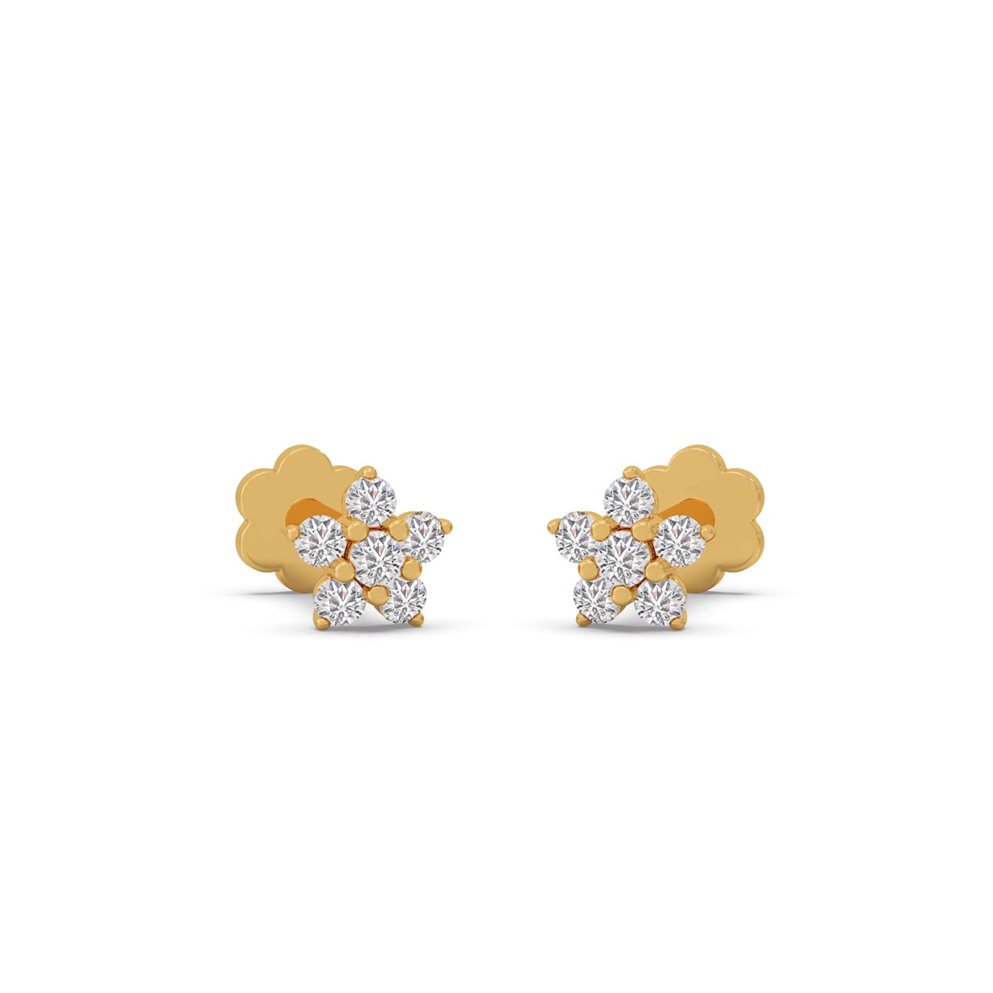 Floral Round Diamond Earrings
