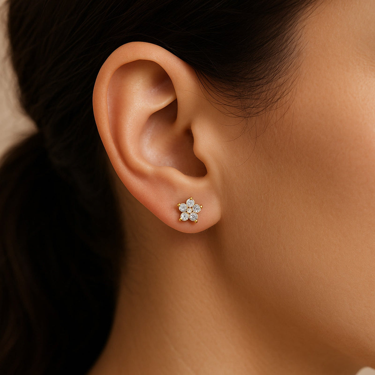 Floral Round Diamond Earrings