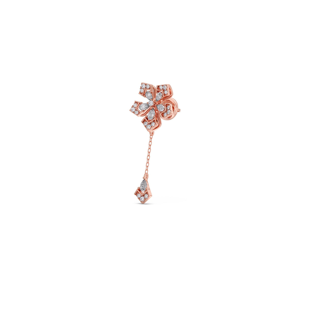Petalic Round Diamond Dangle Earrings