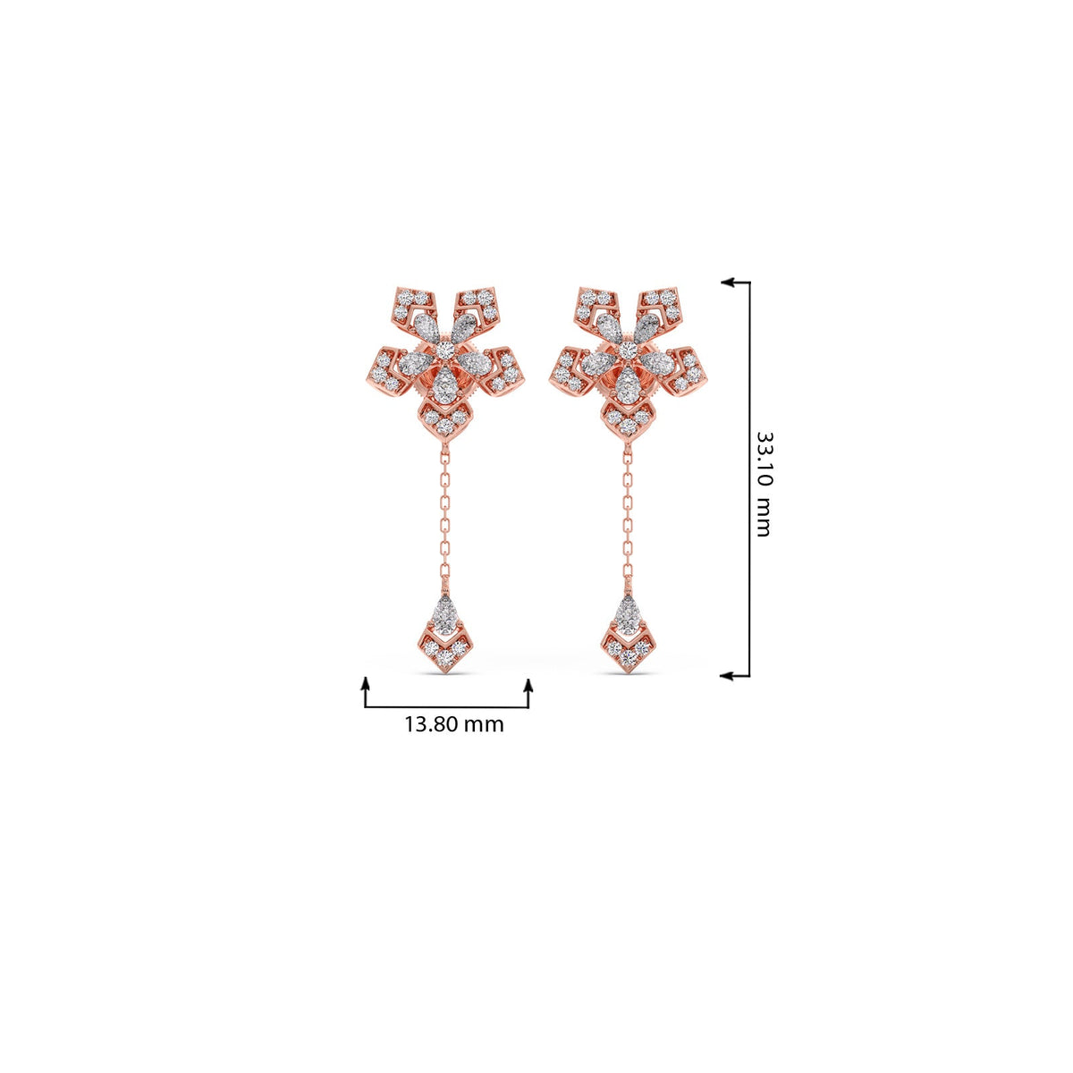 Petalic Round Diamond Dangle Earrings