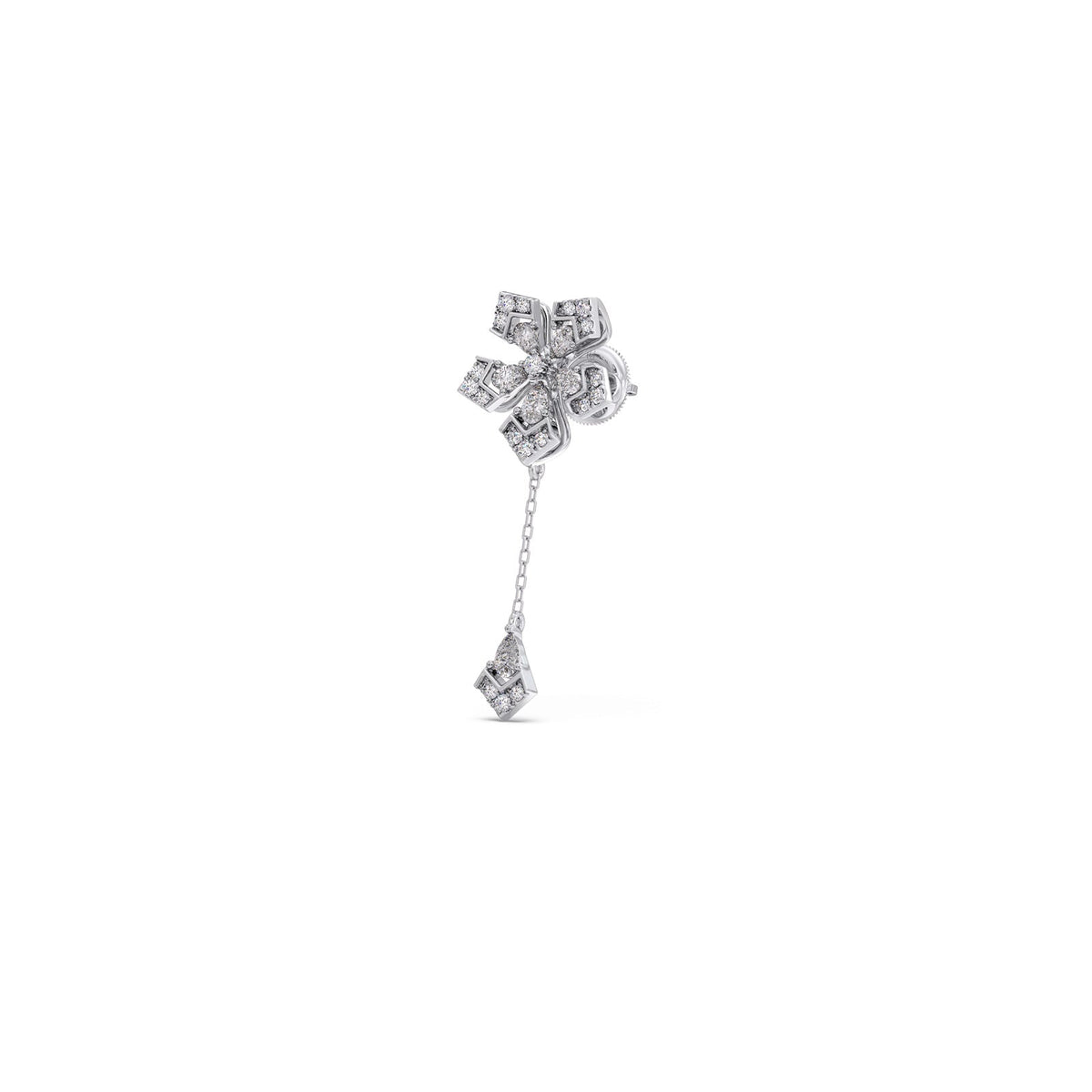 Petalic Round Diamond Dangle Earrings