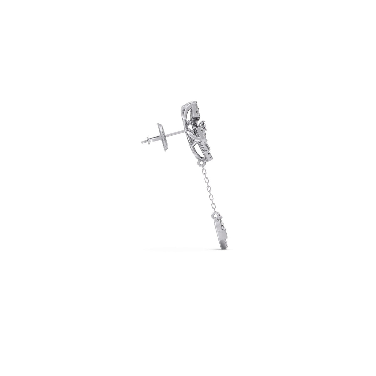 Petalic Round Diamond Dangle Earrings