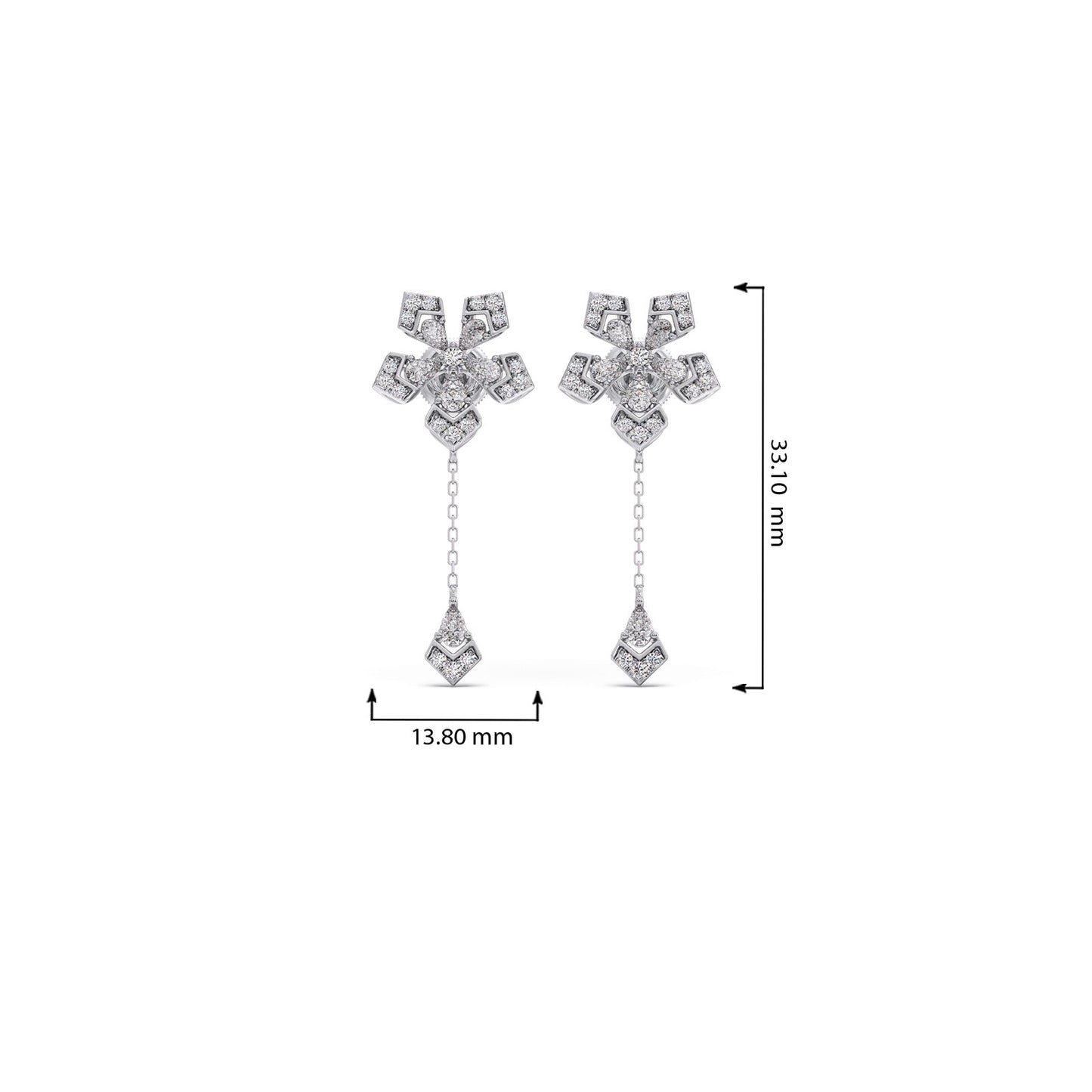 Petalic Round Diamond Dangle Earrings