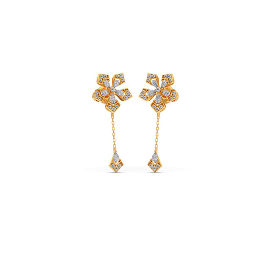 Petalic Round Diamond Dangle Earrings
