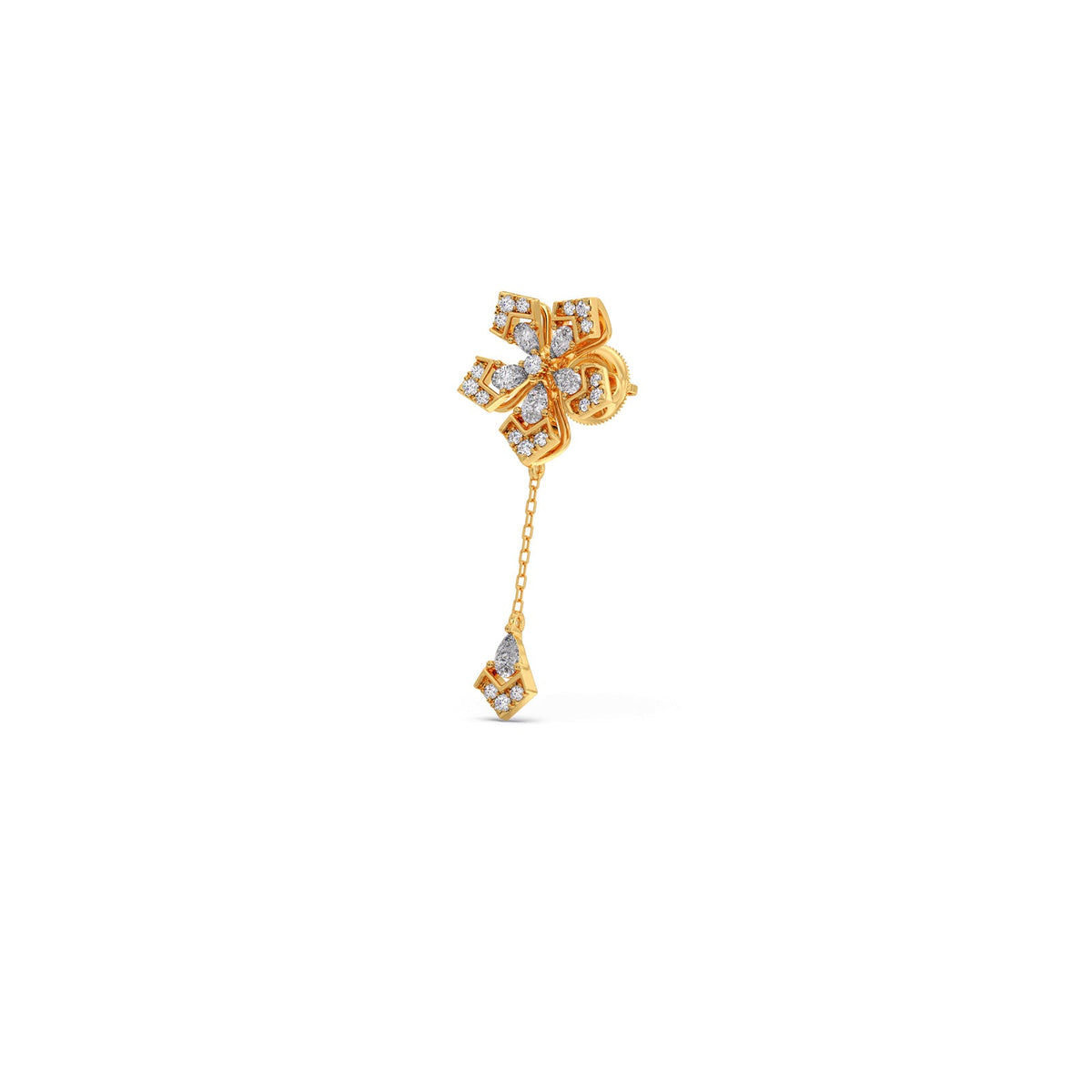 Petalic Round Diamond Dangle Earrings