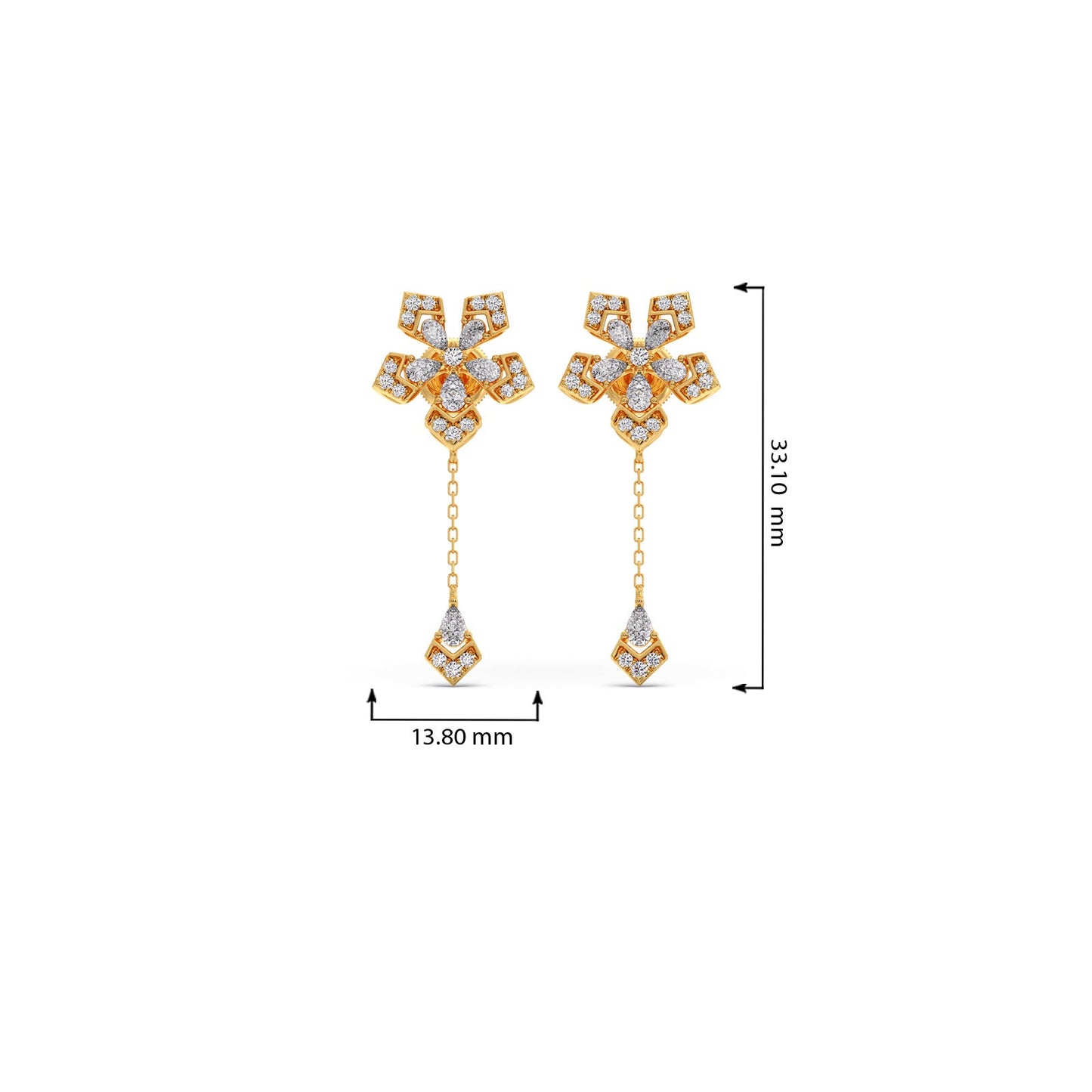 Petalic Round Diamond Dangle Earrings