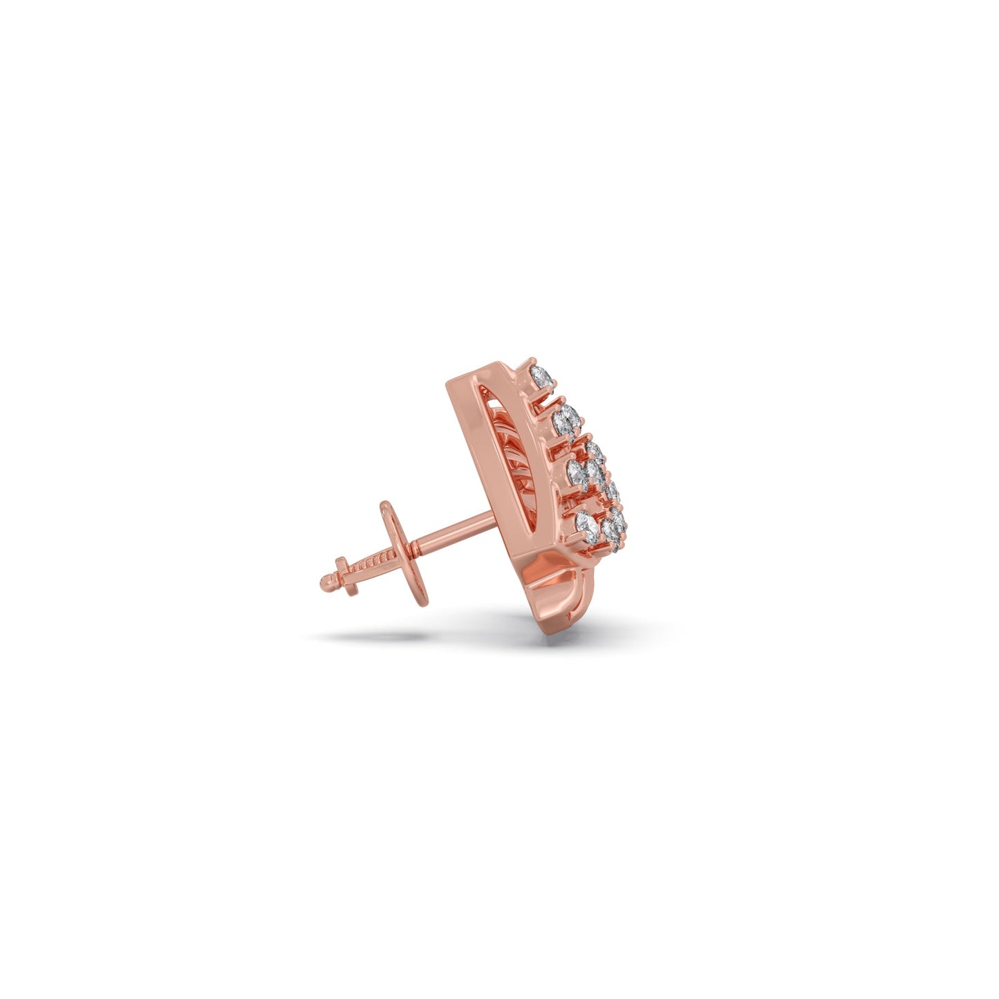 Triangular Fan Round Diamond Stud Earrings