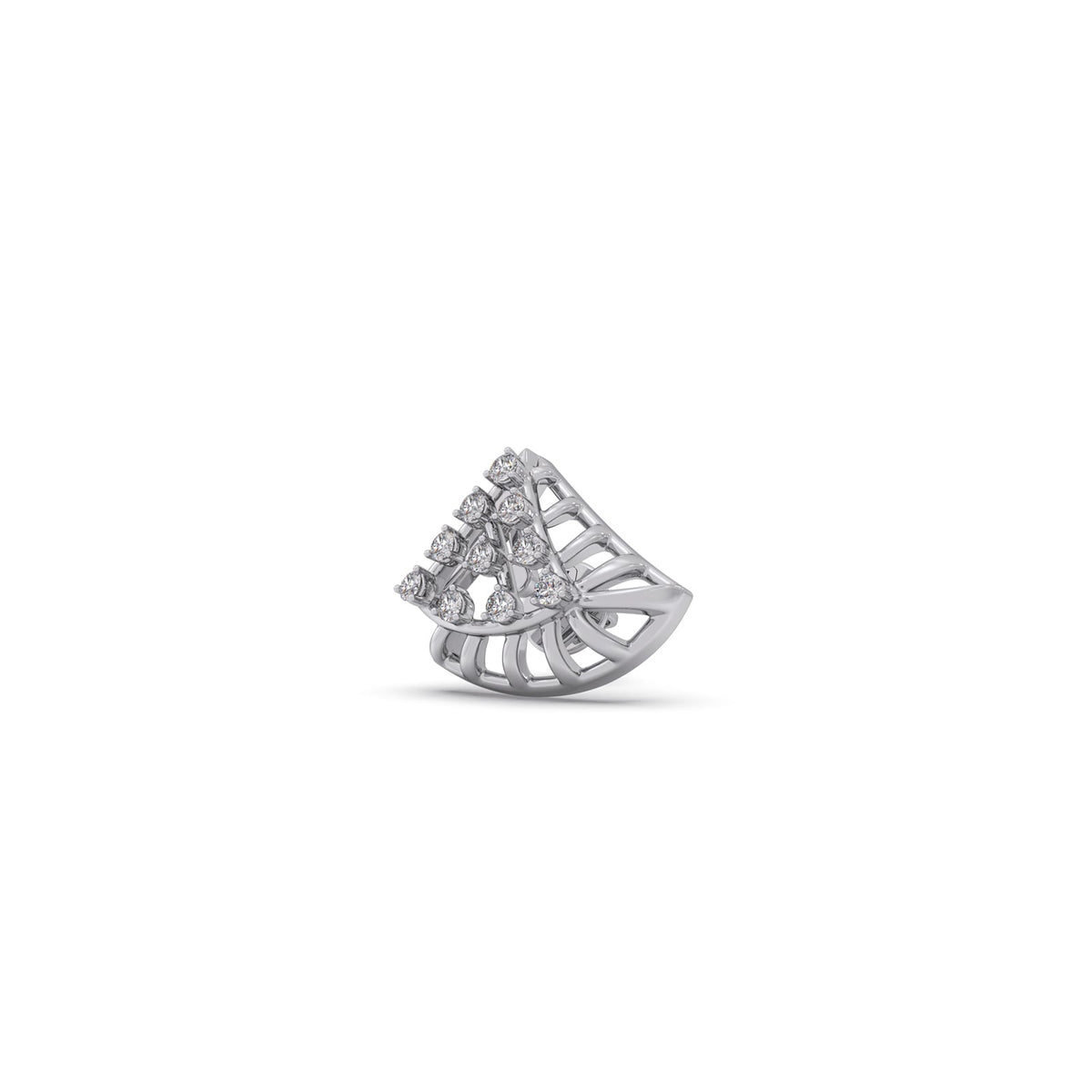 Triangular Fan Round Diamond Stud Earrings