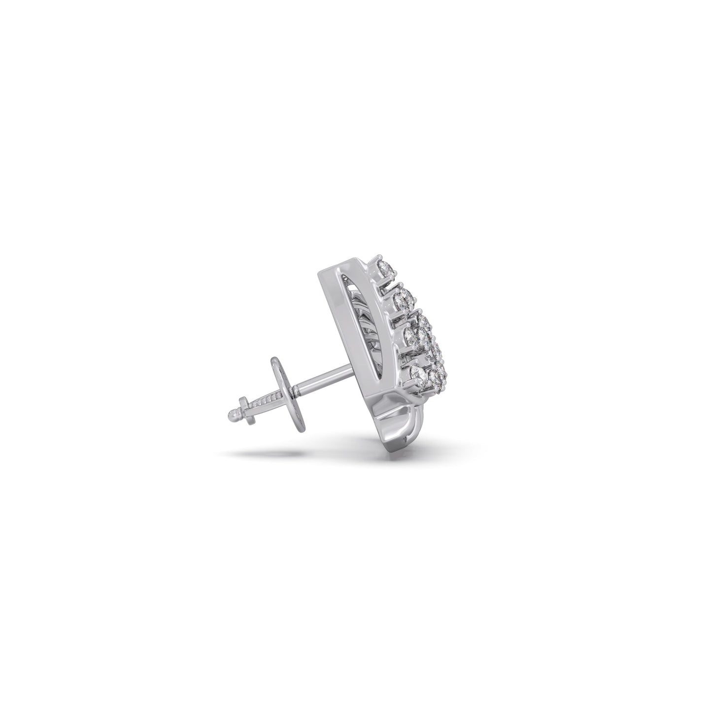 Triangular Fan Round Diamond Stud Earrings