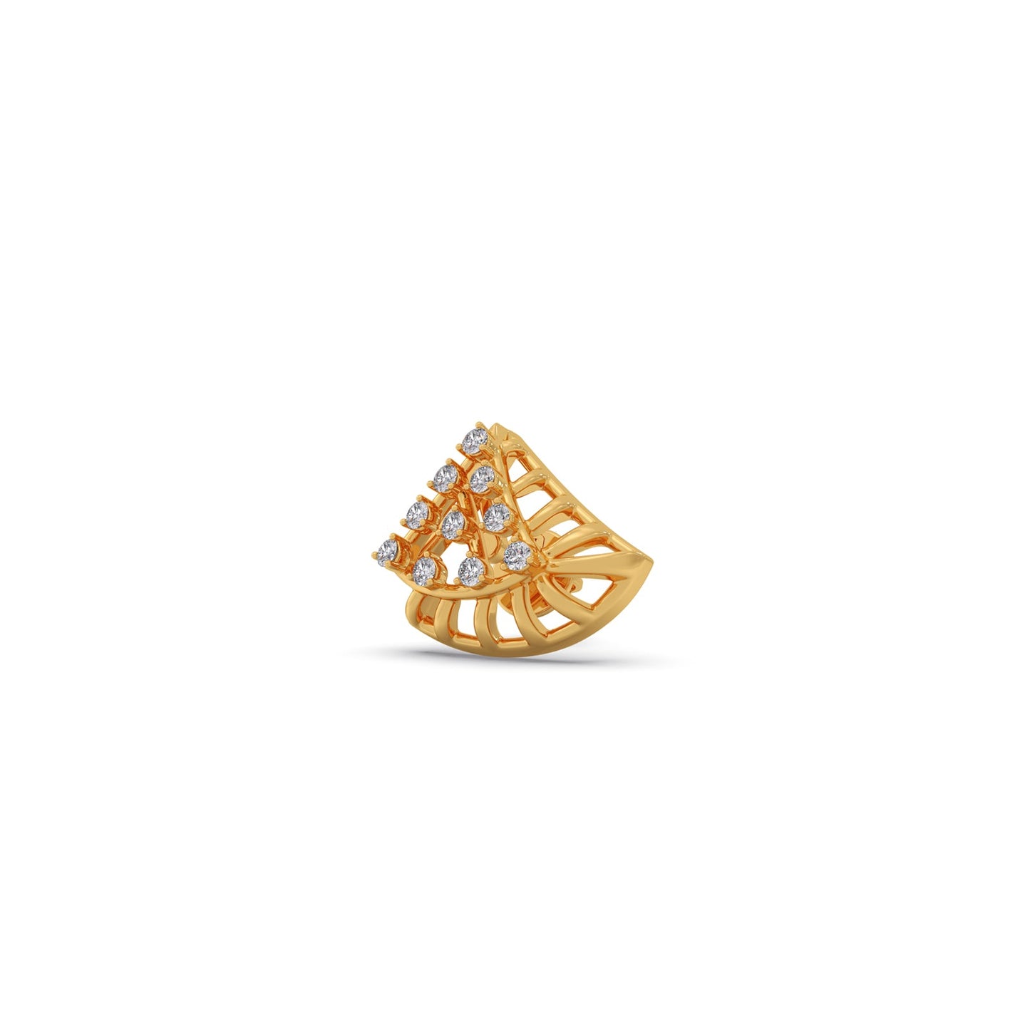 Triangular Fan Round Diamond Stud Earrings