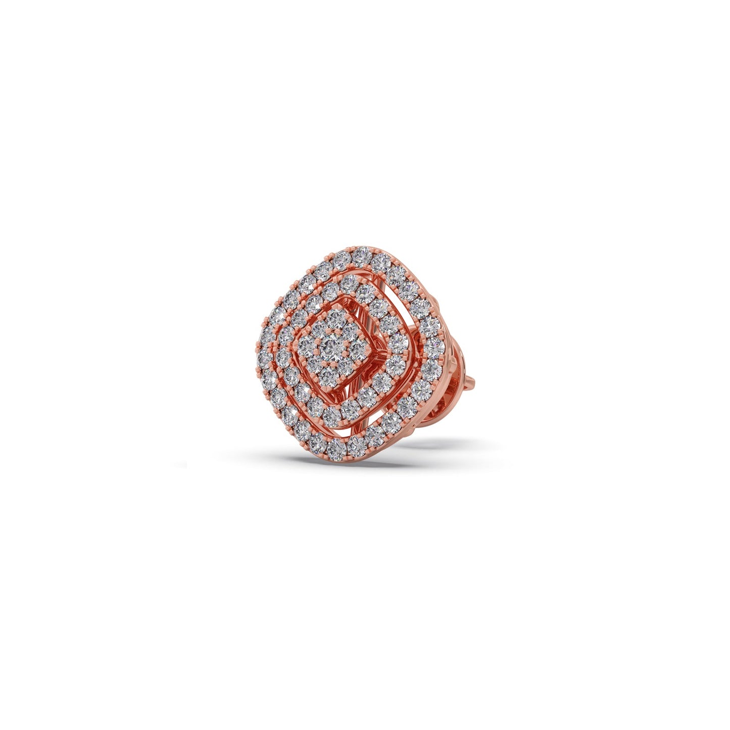 Triple Halo Round Diamond Cluster Earrings