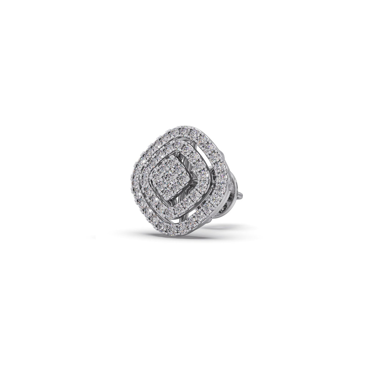 Triple Halo Round Diamond Cluster Earrings