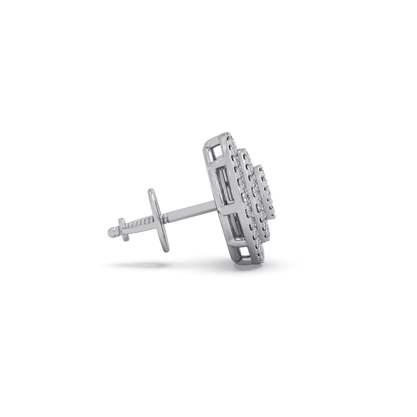 Triple Halo Round Diamond Cluster Earrings