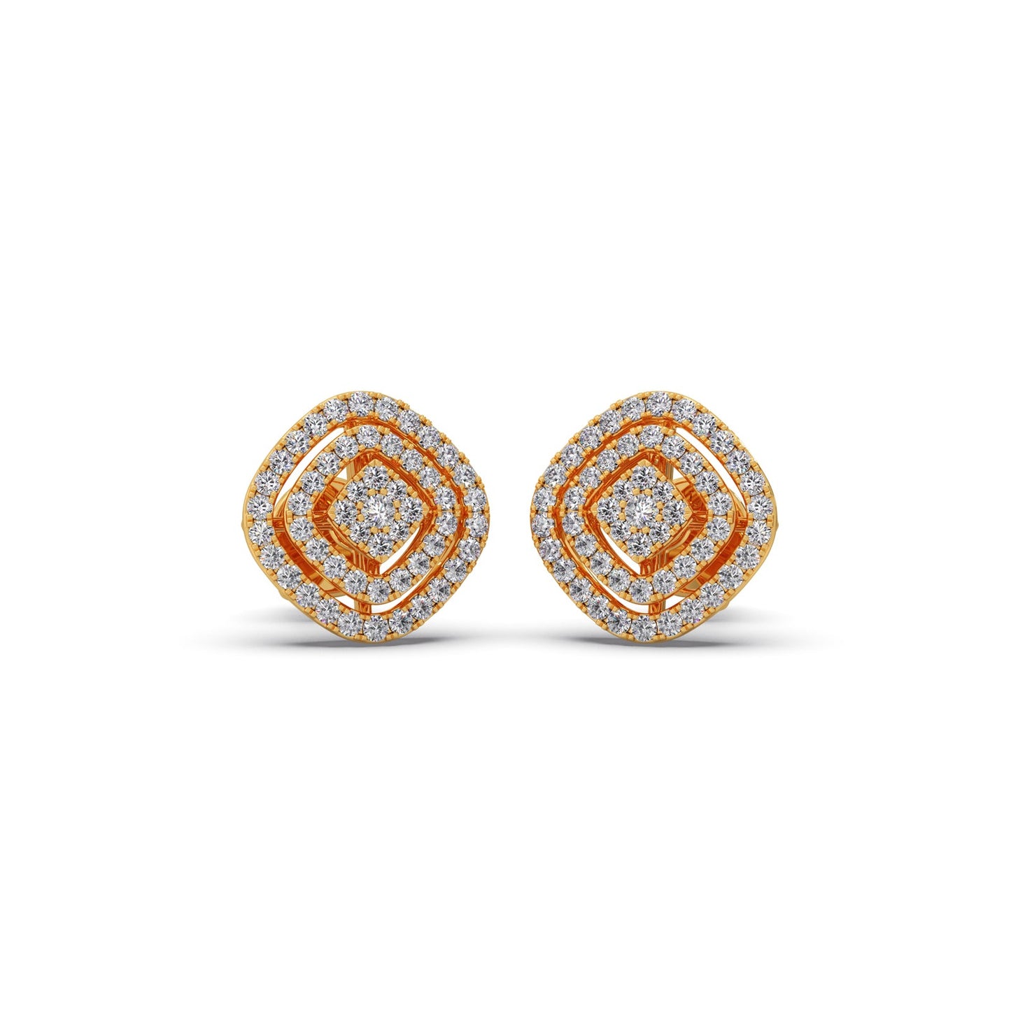 Triple Halo Round Diamond Cluster Earrings