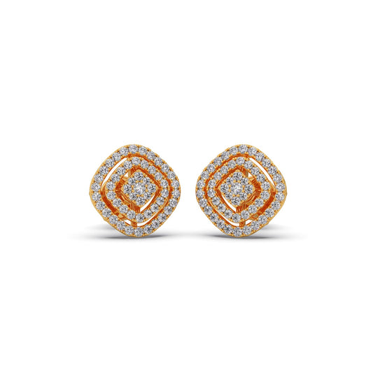 Triple Halo Round Diamond Cluster Earrings