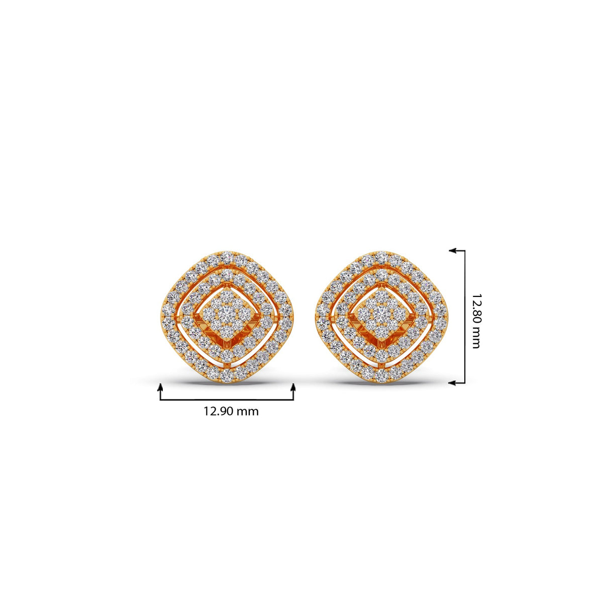 Triple Halo Round Diamond Cluster Earrings